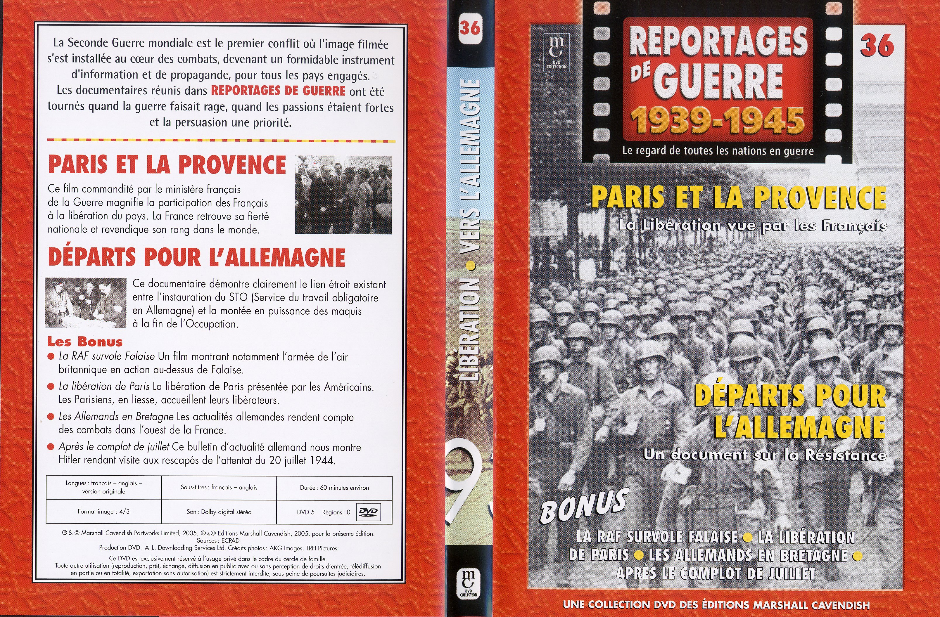 Jaquette DVD Reportages de guerre vol 36