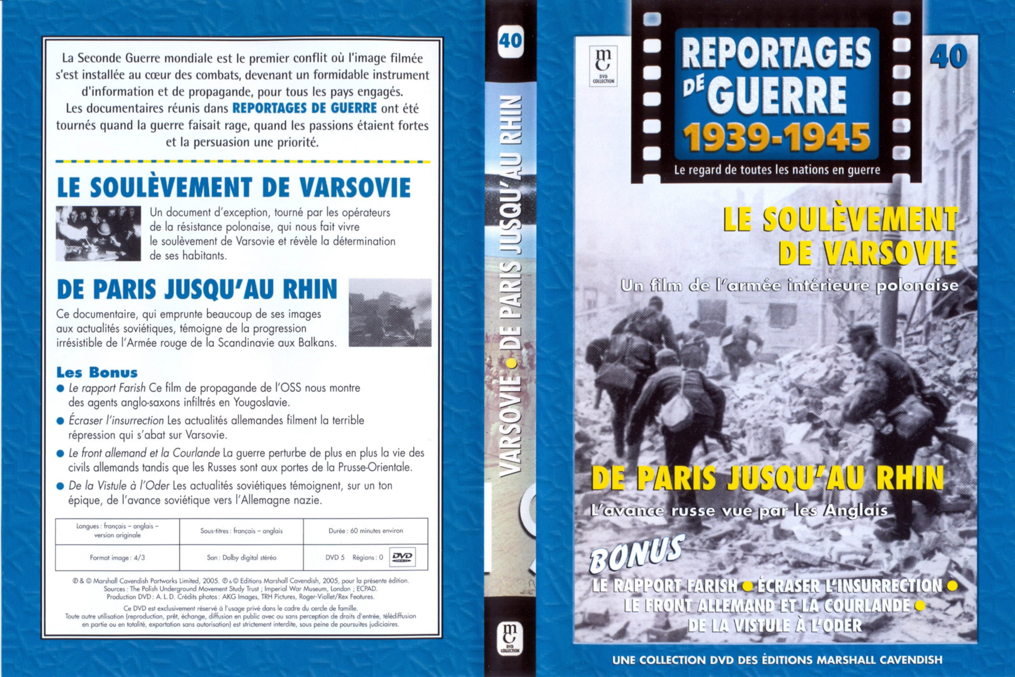 Jaquette DVD Reportages de guerre vol 40