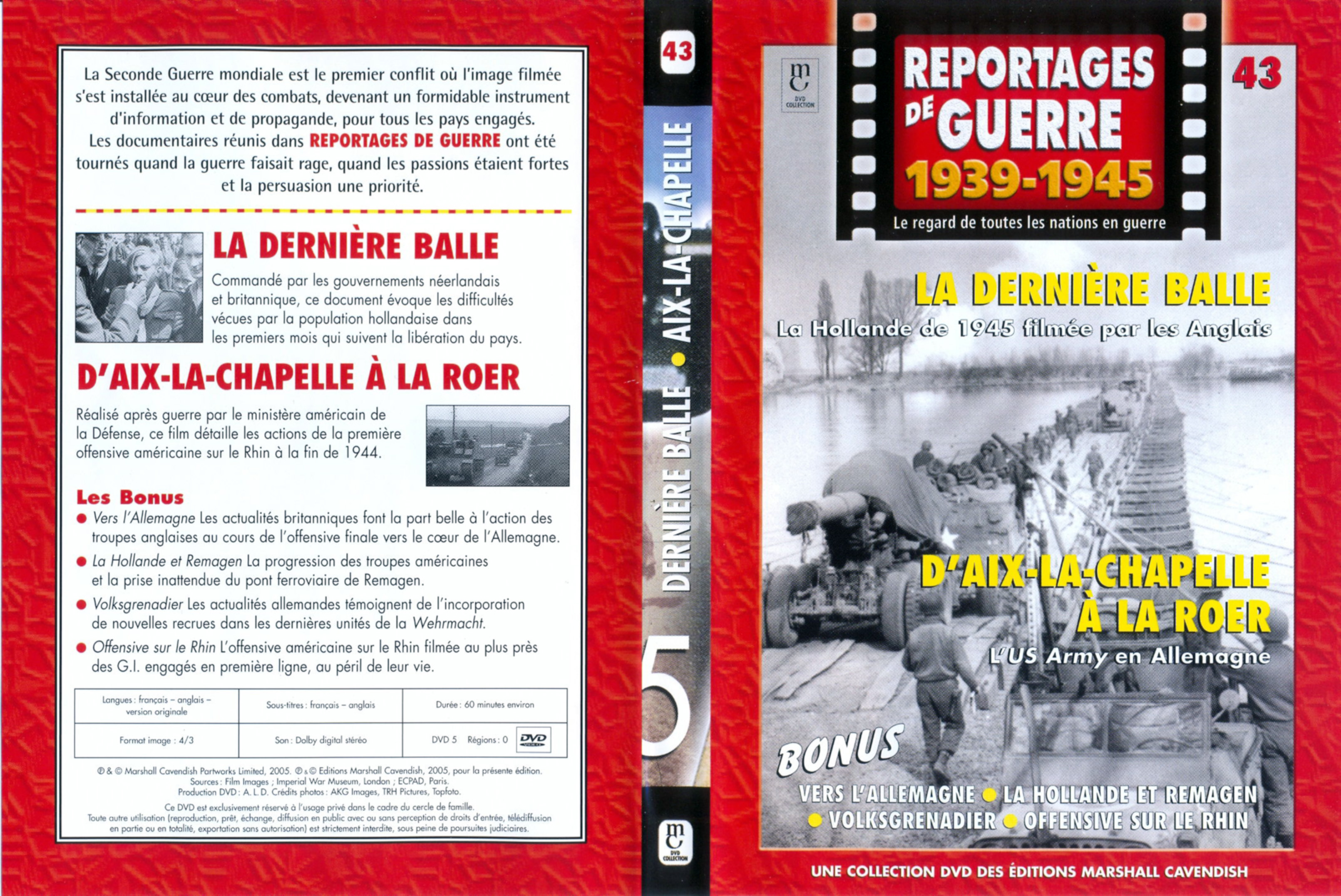 Jaquette DVD Reportages de guerre vol 43