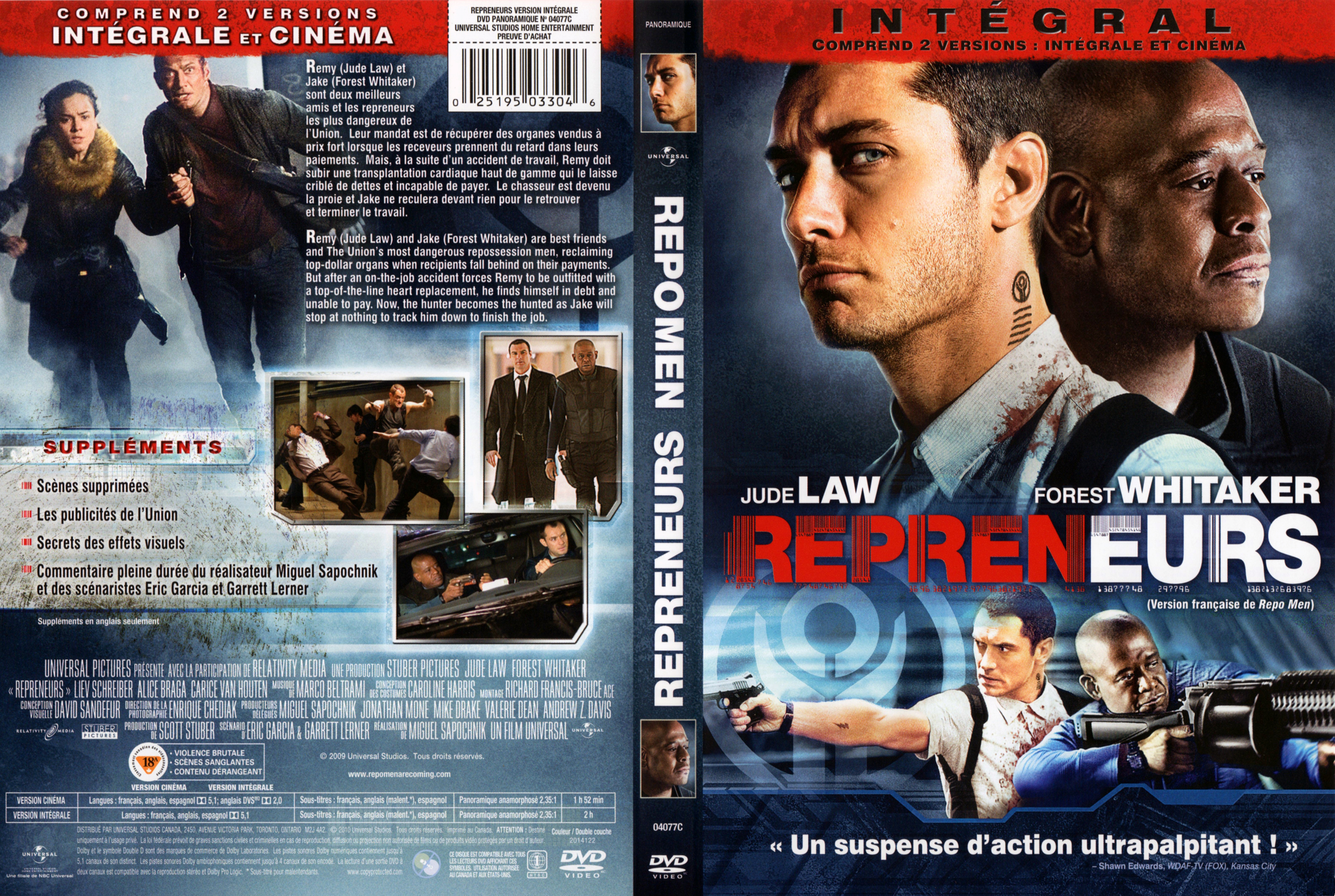 Jaquette DVD Repreneurs - Repo Men (Canadienne)