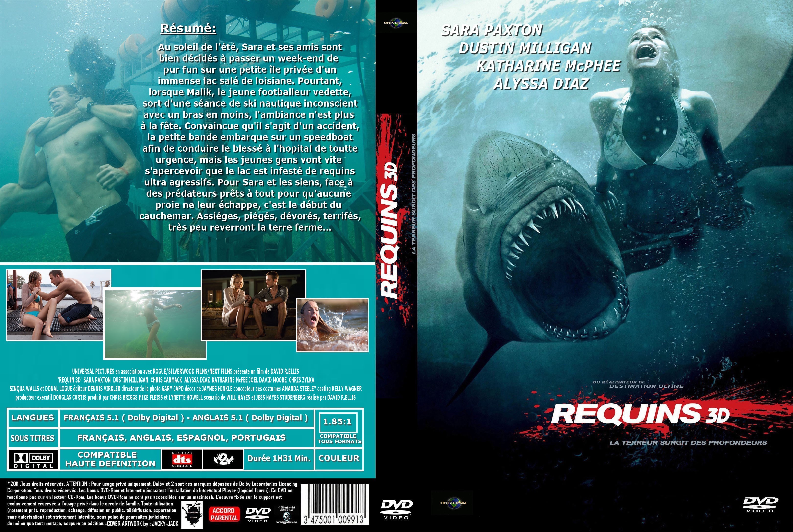 Jaquette DVD Requin 3D custom
