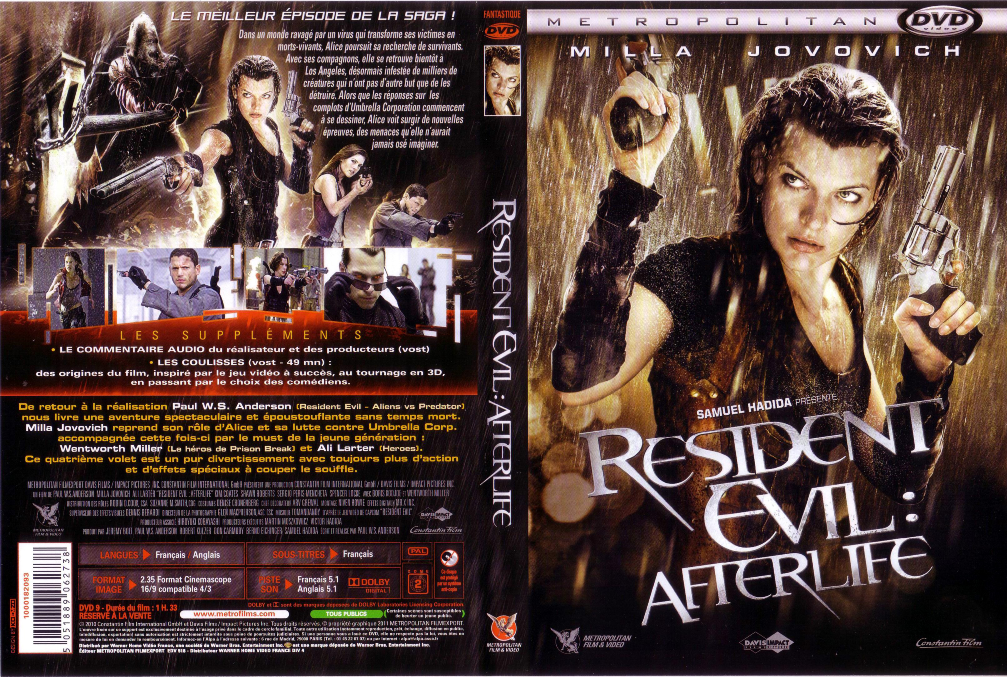 Jaquette DVD Resident Evil Afterlife 3D v2