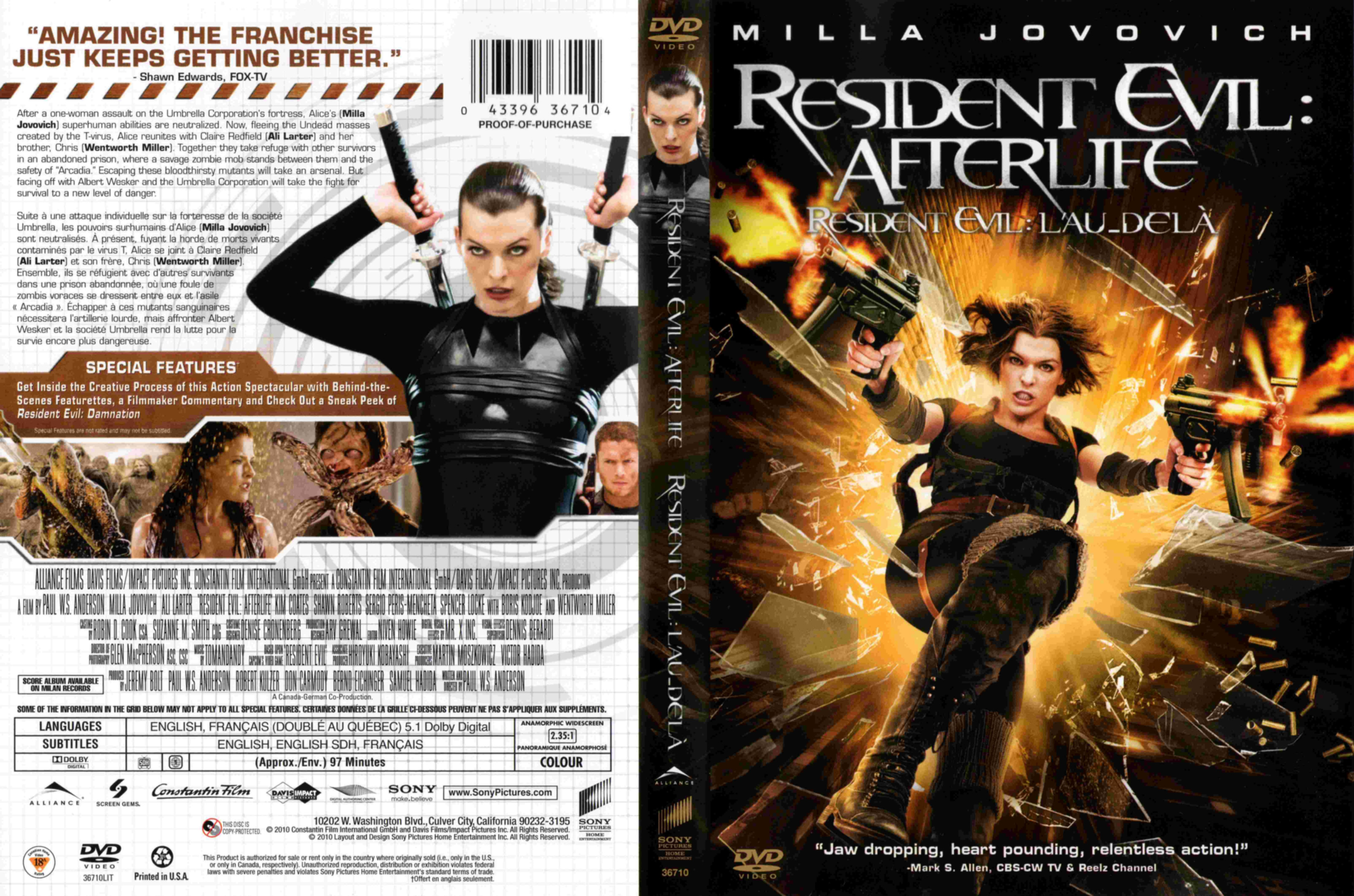 Jaquette DVD Resident Evil Afterlife (Canadienne)