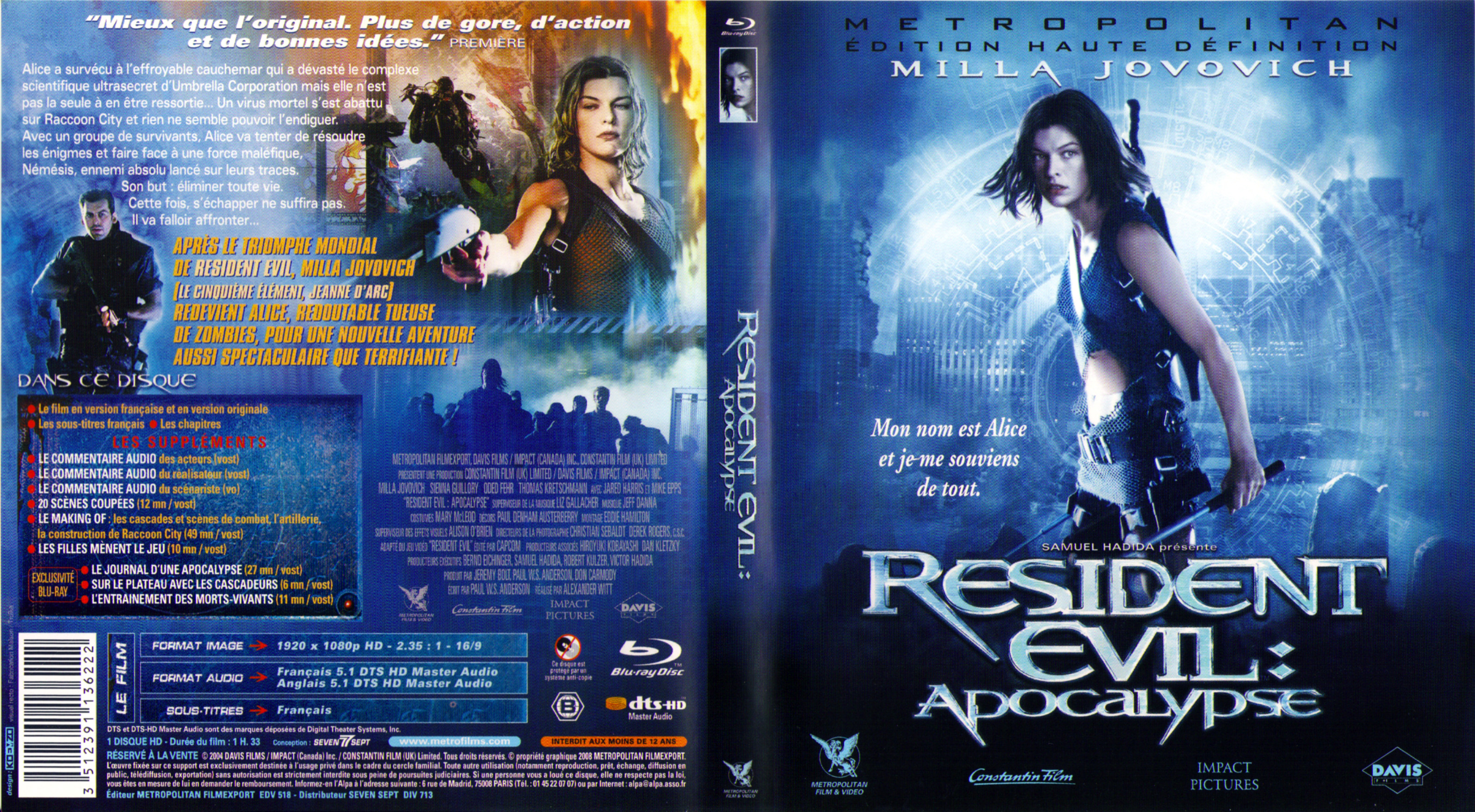 Jaquette DVD Resident Evil Apocalypse (BLU-RAY)