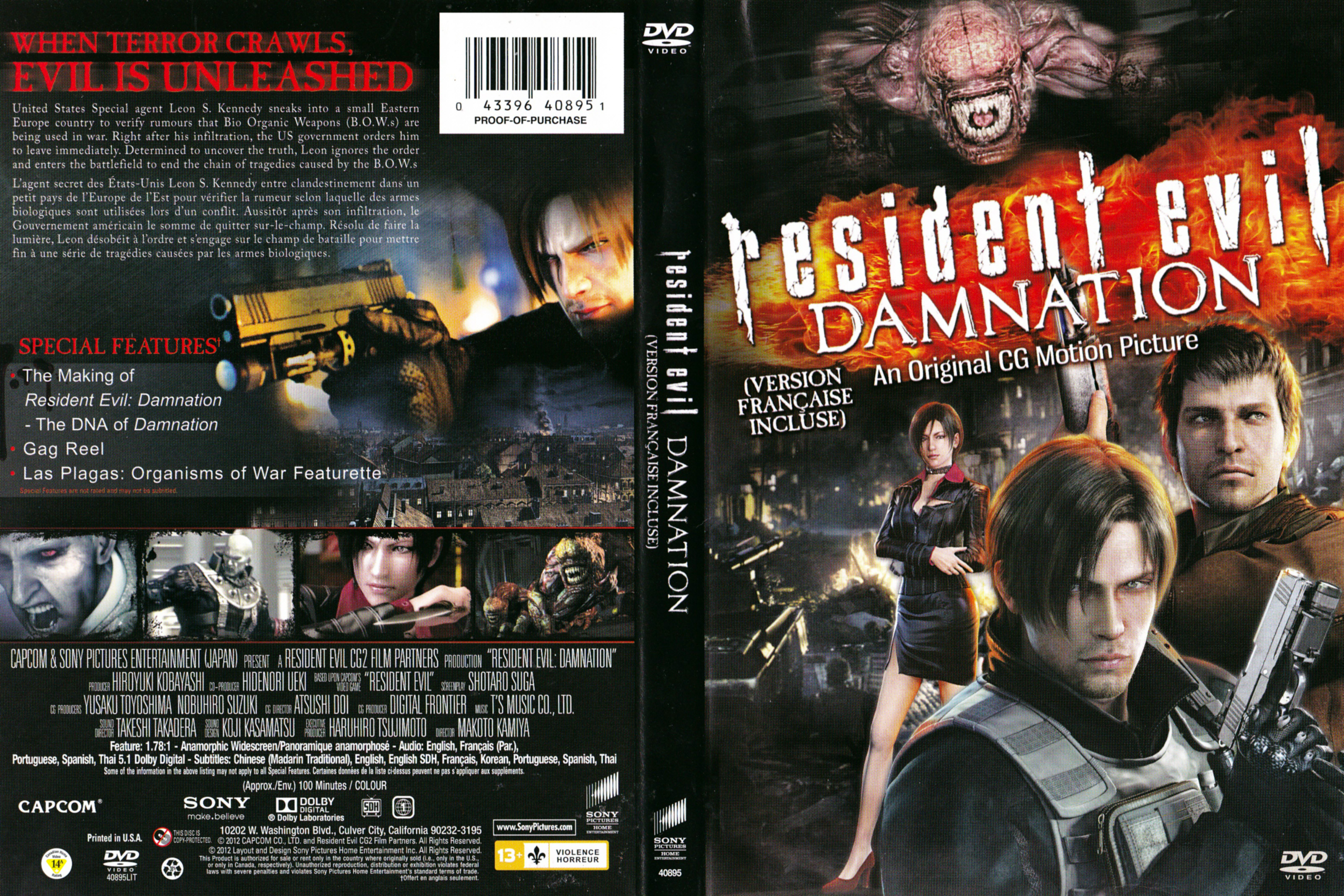 Jaquette DVD Resident Evil Damnation (Canadienne)