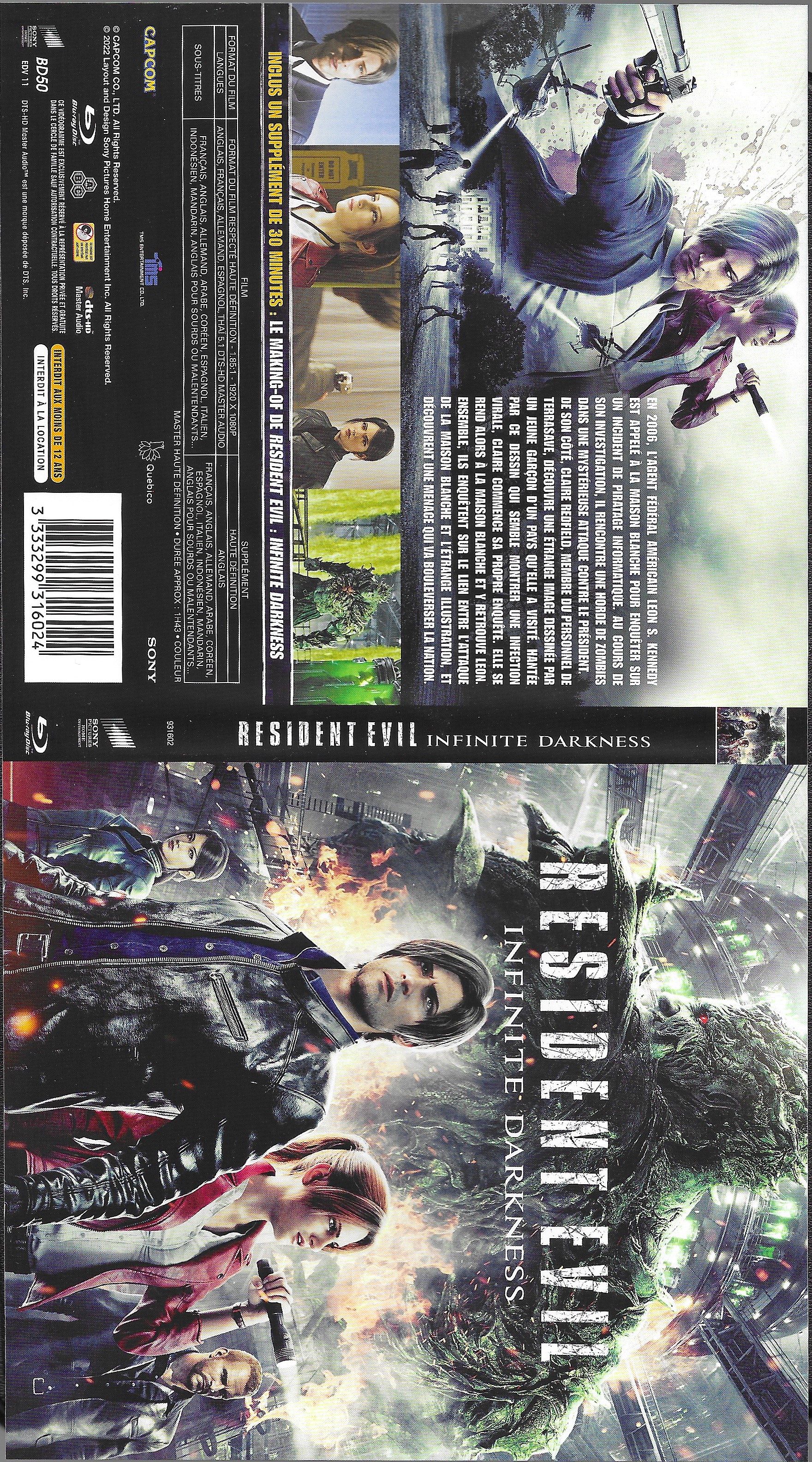 Jaquette DVD Resident Evil Infinite Darkness (BLU-RAY)
