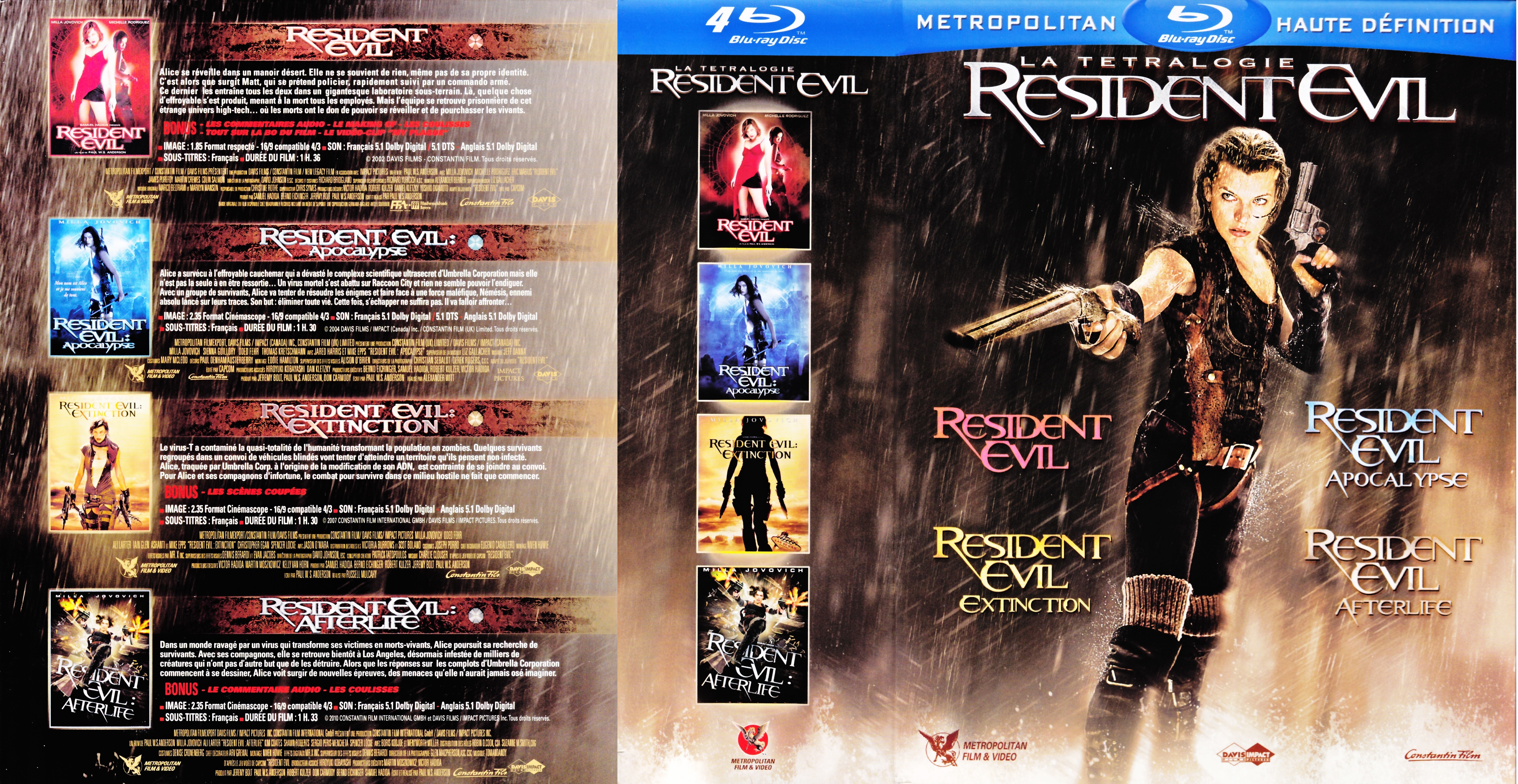 Jaquette DVD Resident evil Tetralogie COFFRET (BLU-RAY)