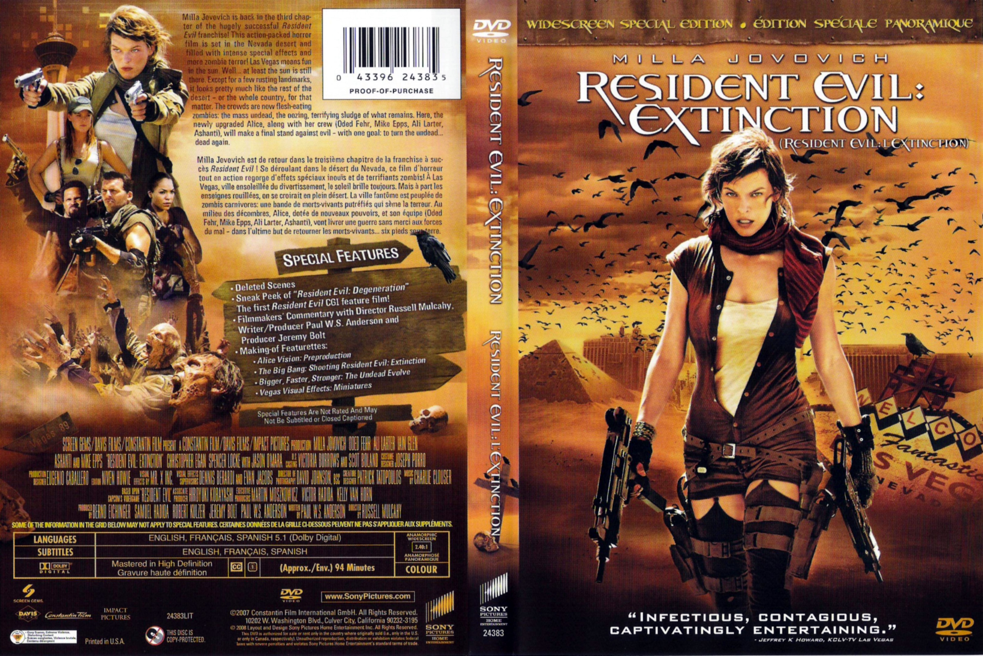 Jaquette DVD Resident evil extinction Zone 1