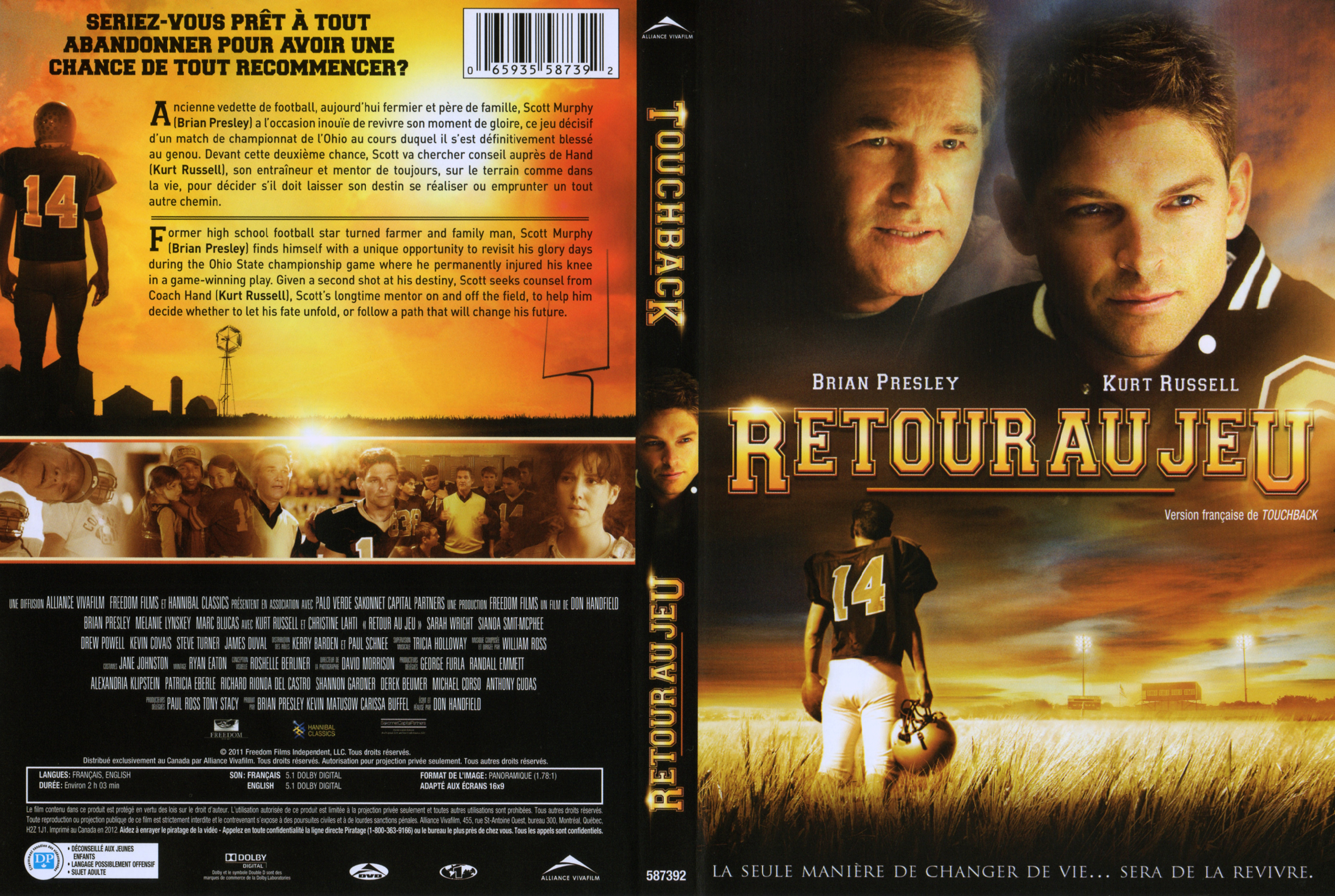 Jaquette DVD Retour au jeu - Touchback (Canadienne)