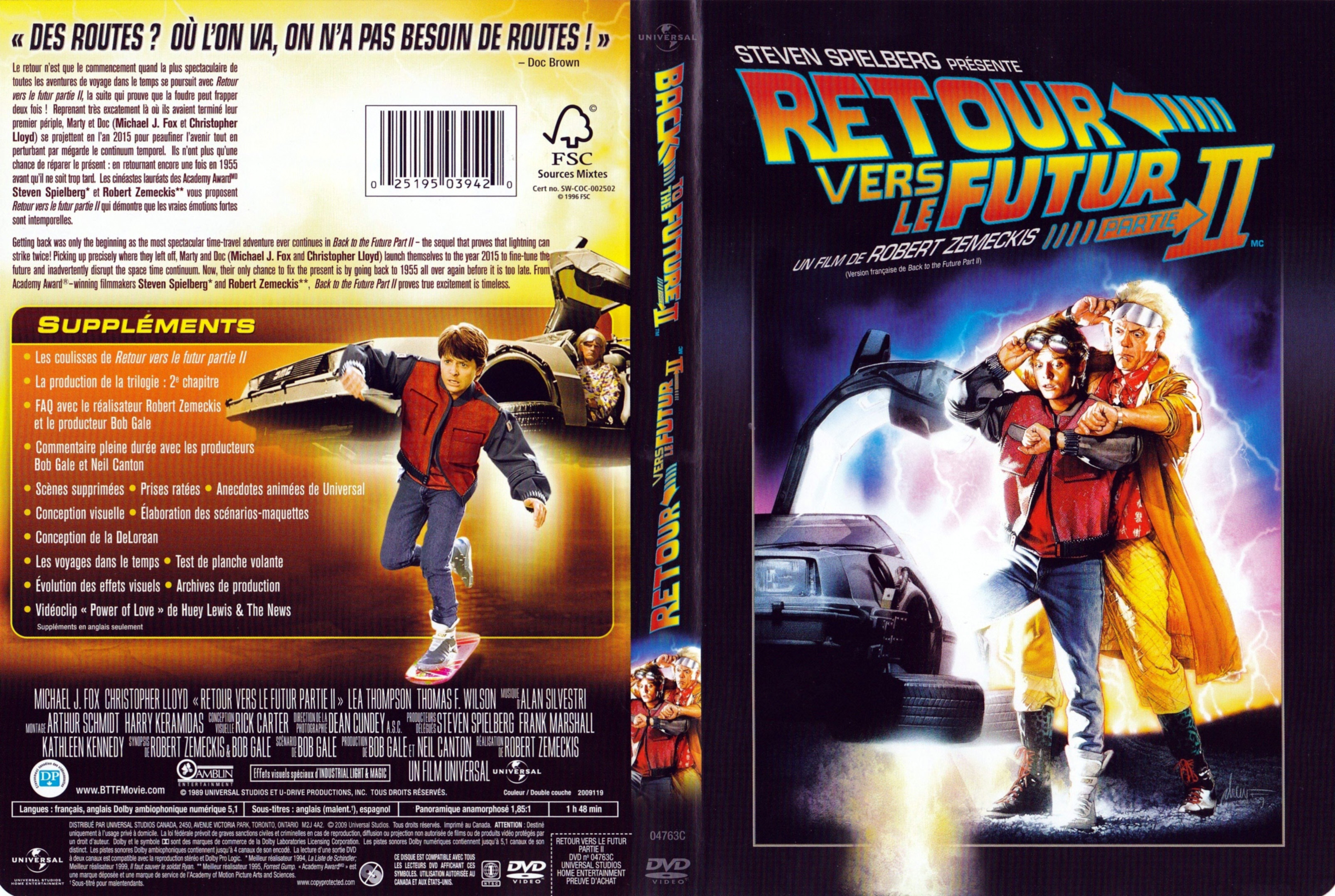 Jaquette DVD Retour vers le futur 2 (Canadienne)