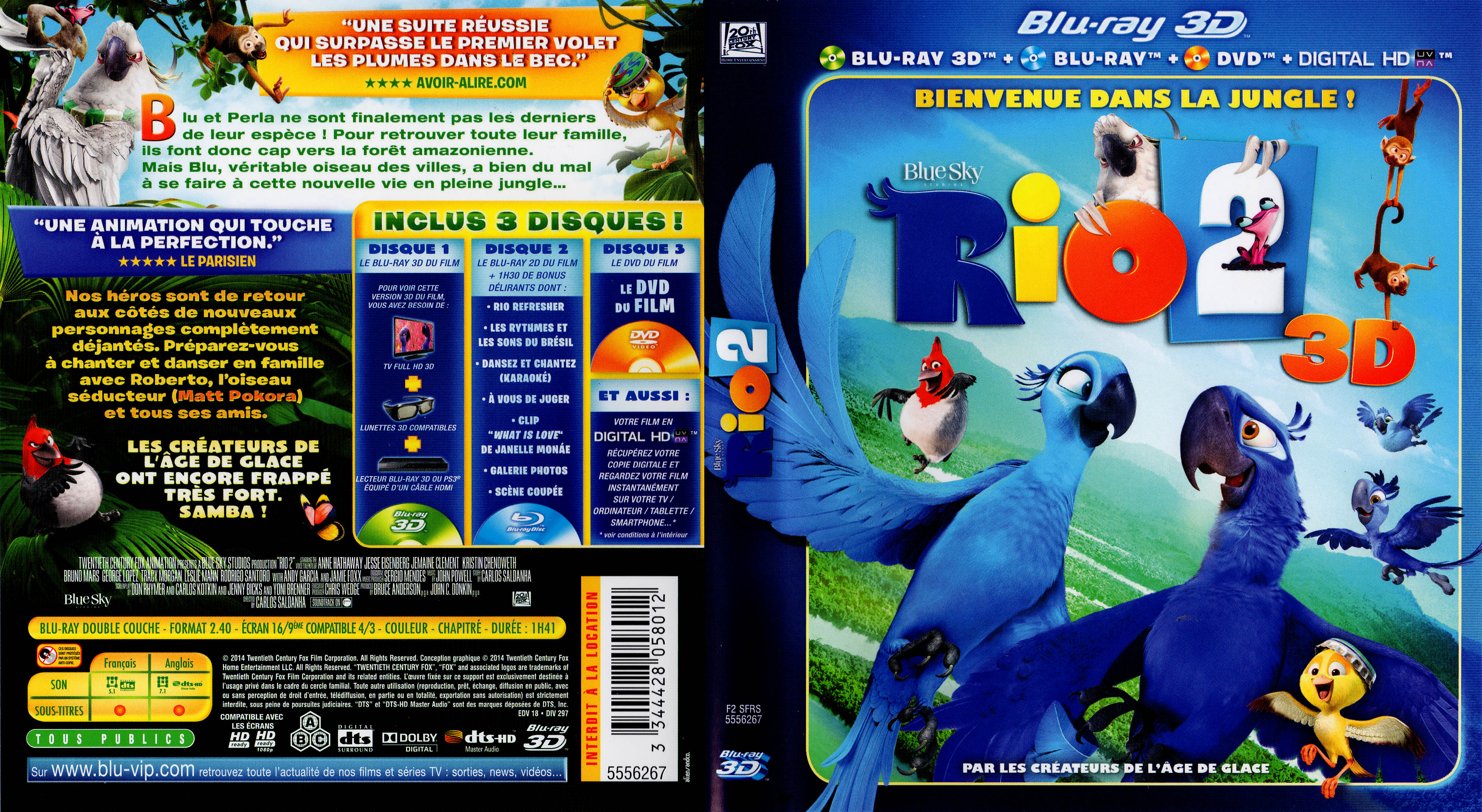 Jaquette DVD Rio 2 3D (BLU-RAY)