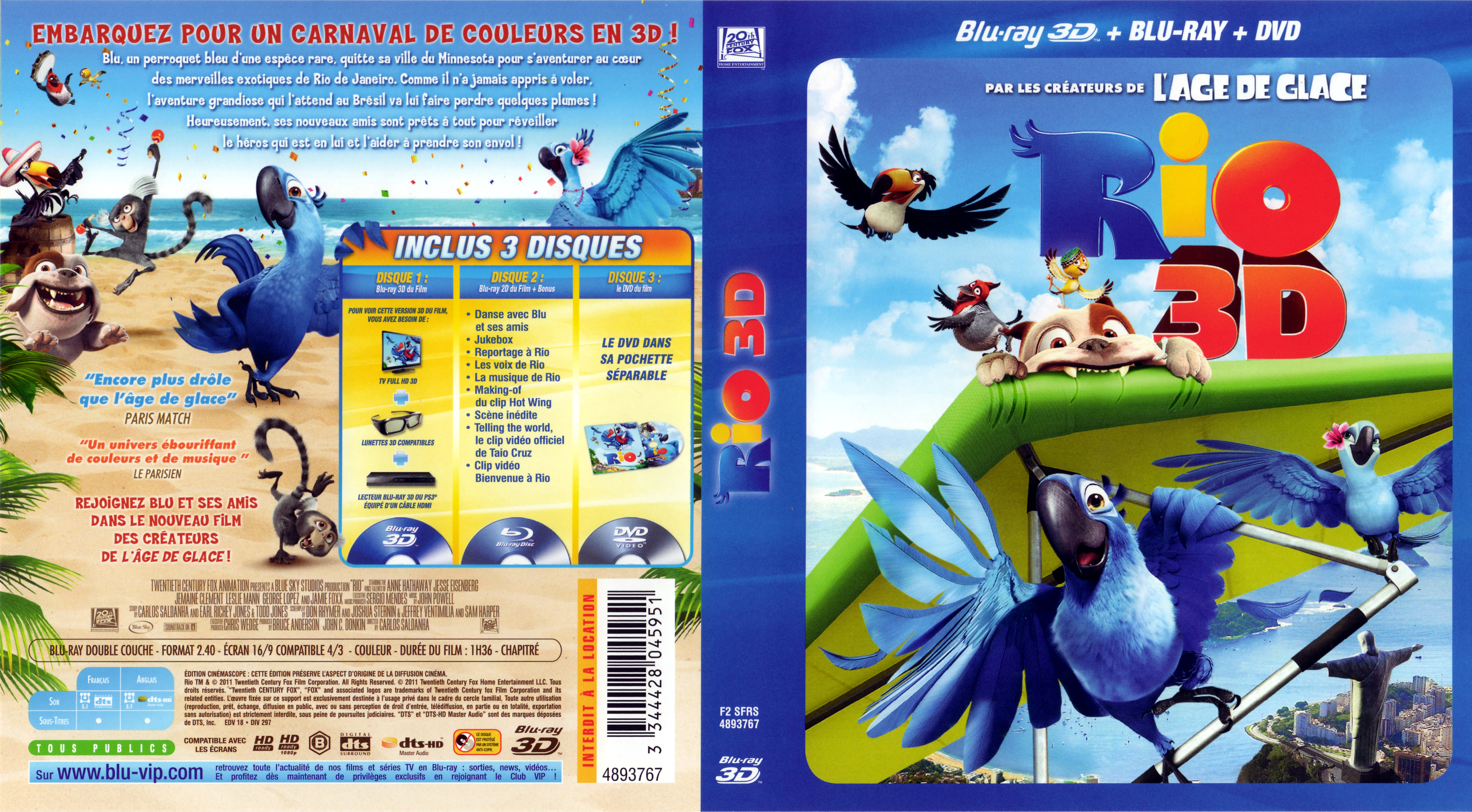 Jaquette DVD Rio 3D (BLU-RAY)