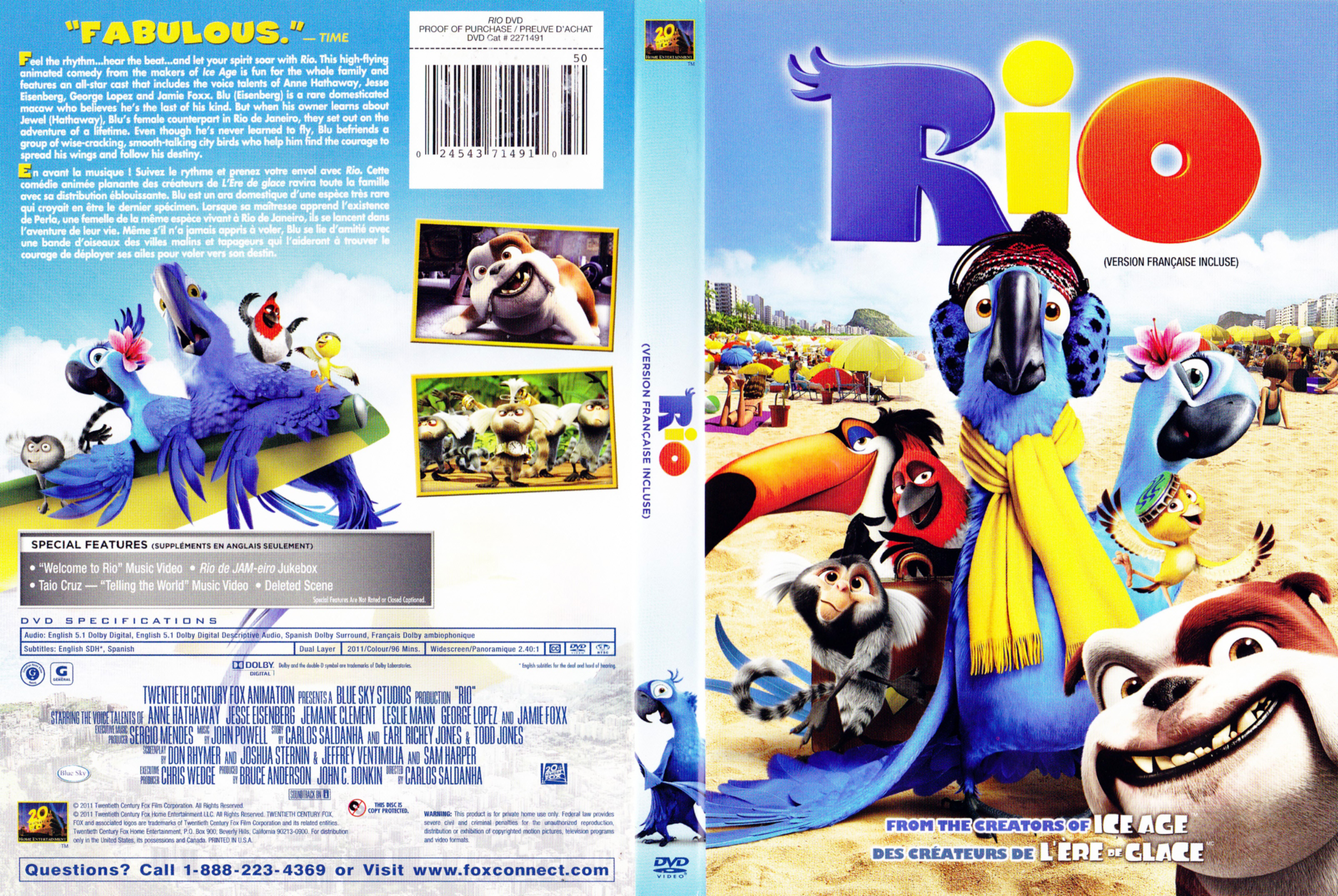 Jaquette DVD Rio (Canadienne)