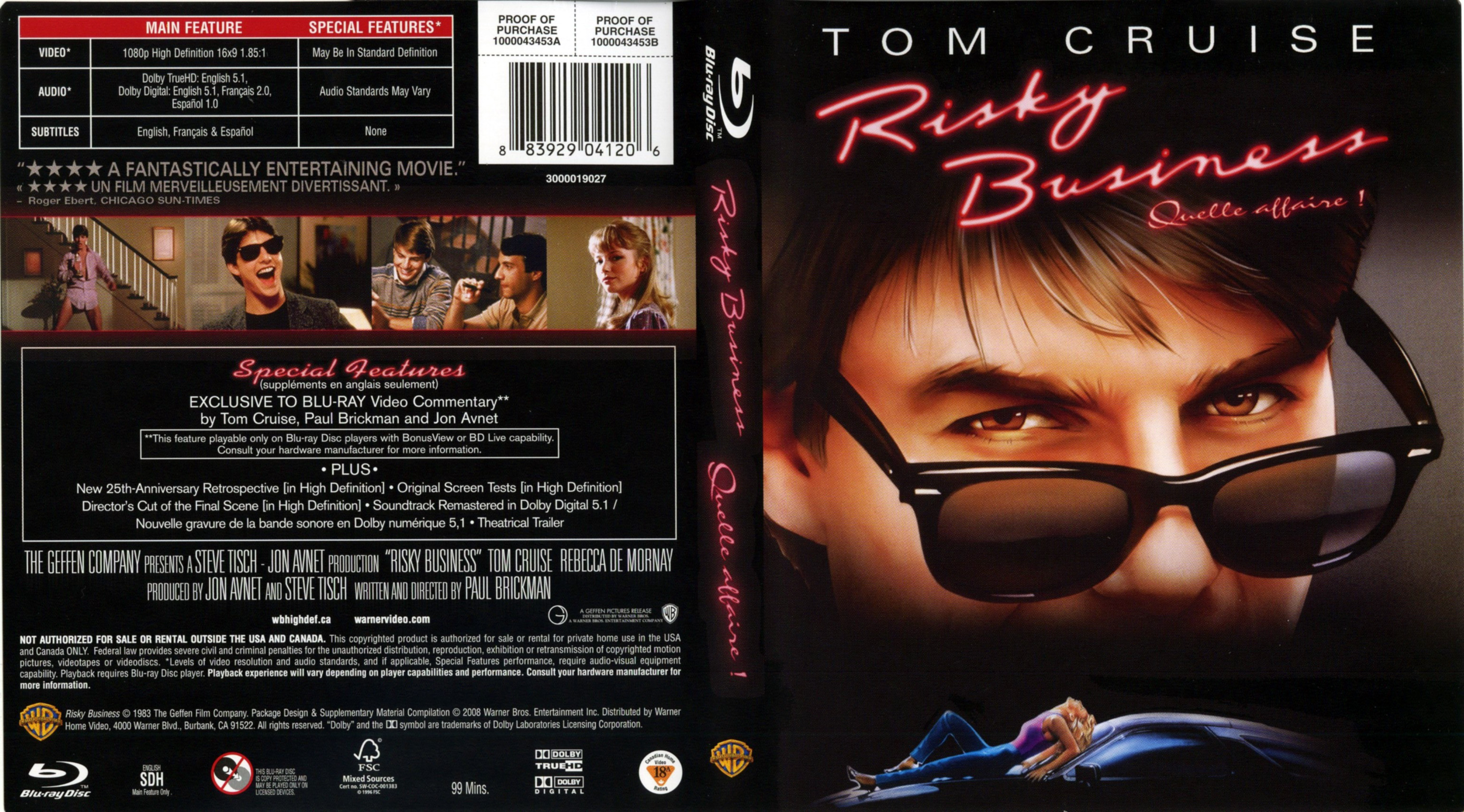 Jaquette DVD Risky business (Canadienne) (BLU-RAY)