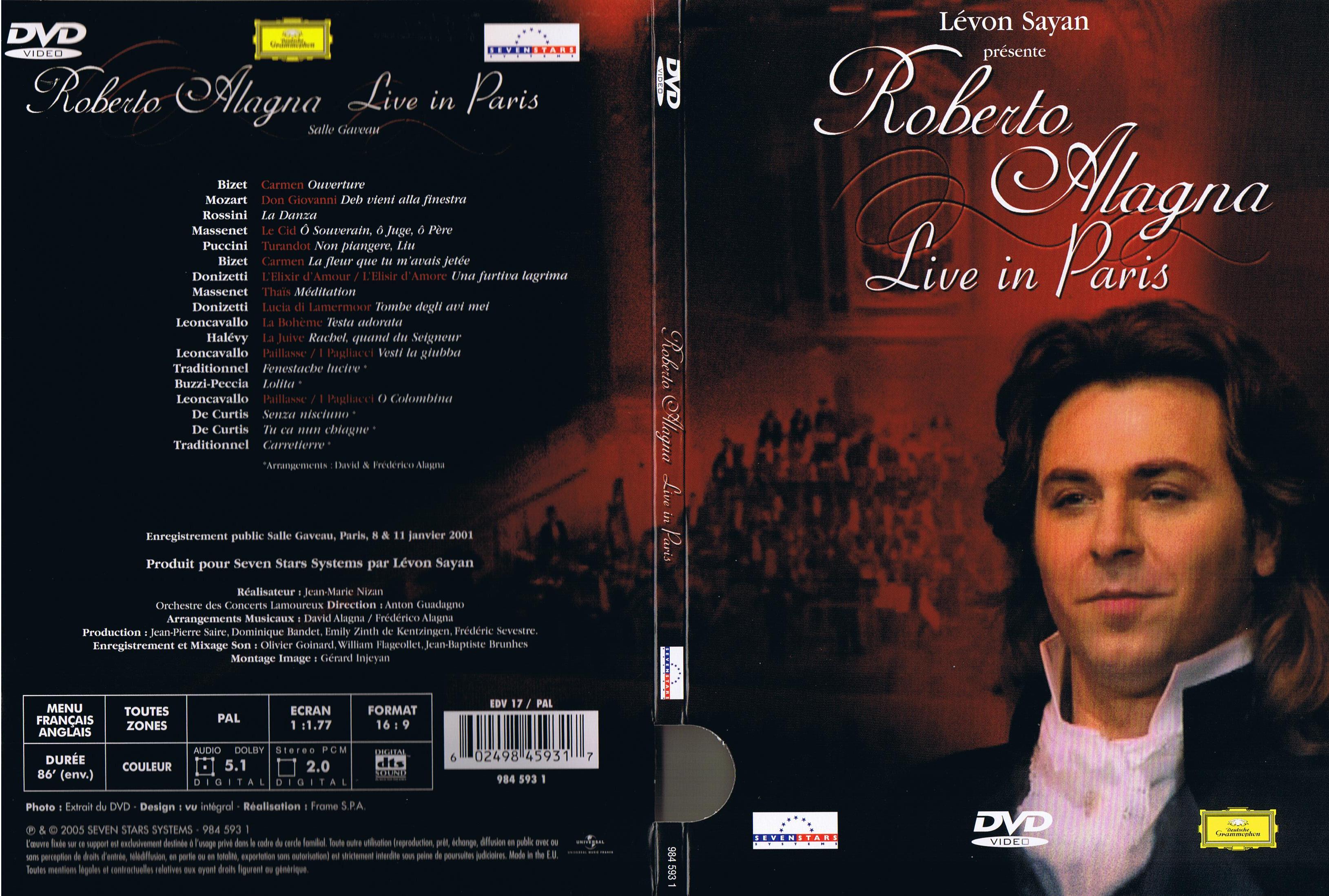 Jaquette DVD Roberto Alagna - Live in paris