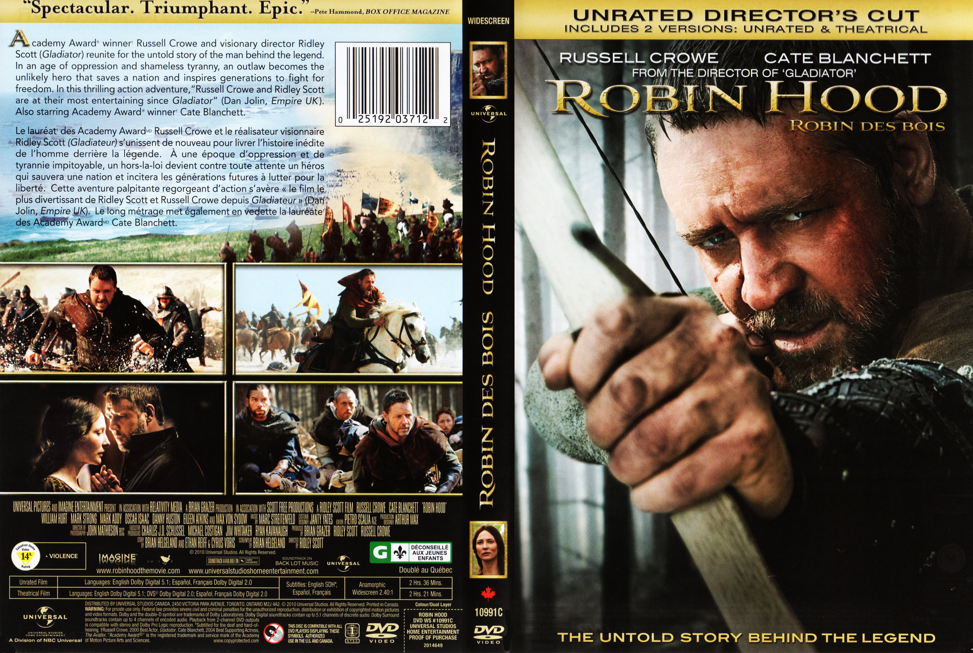 Jaquette DVD Robin Hood - Robin des bois (Canadienne)