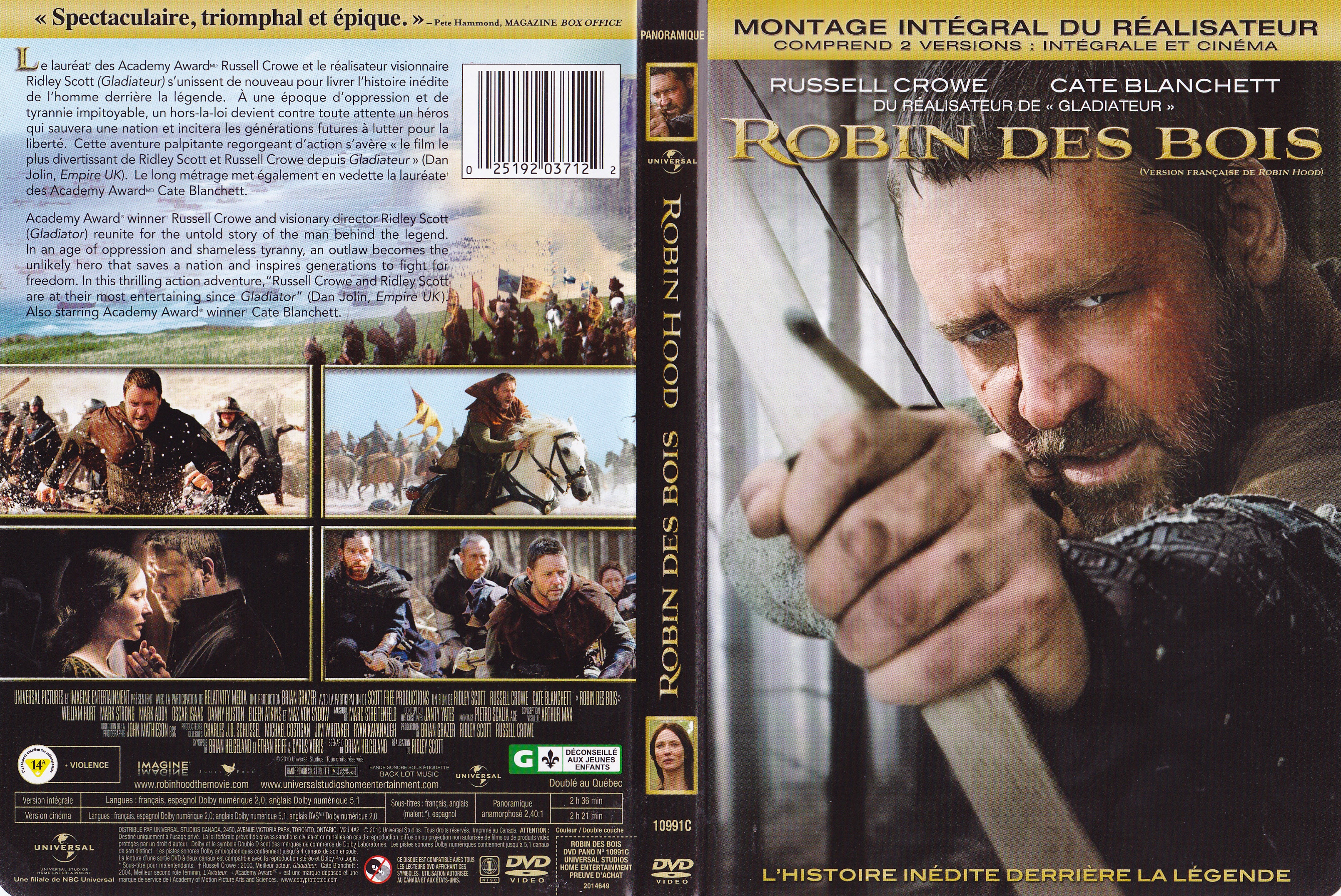 Jaquette DVD Robin des Bois - Robin hood (Canadienne)