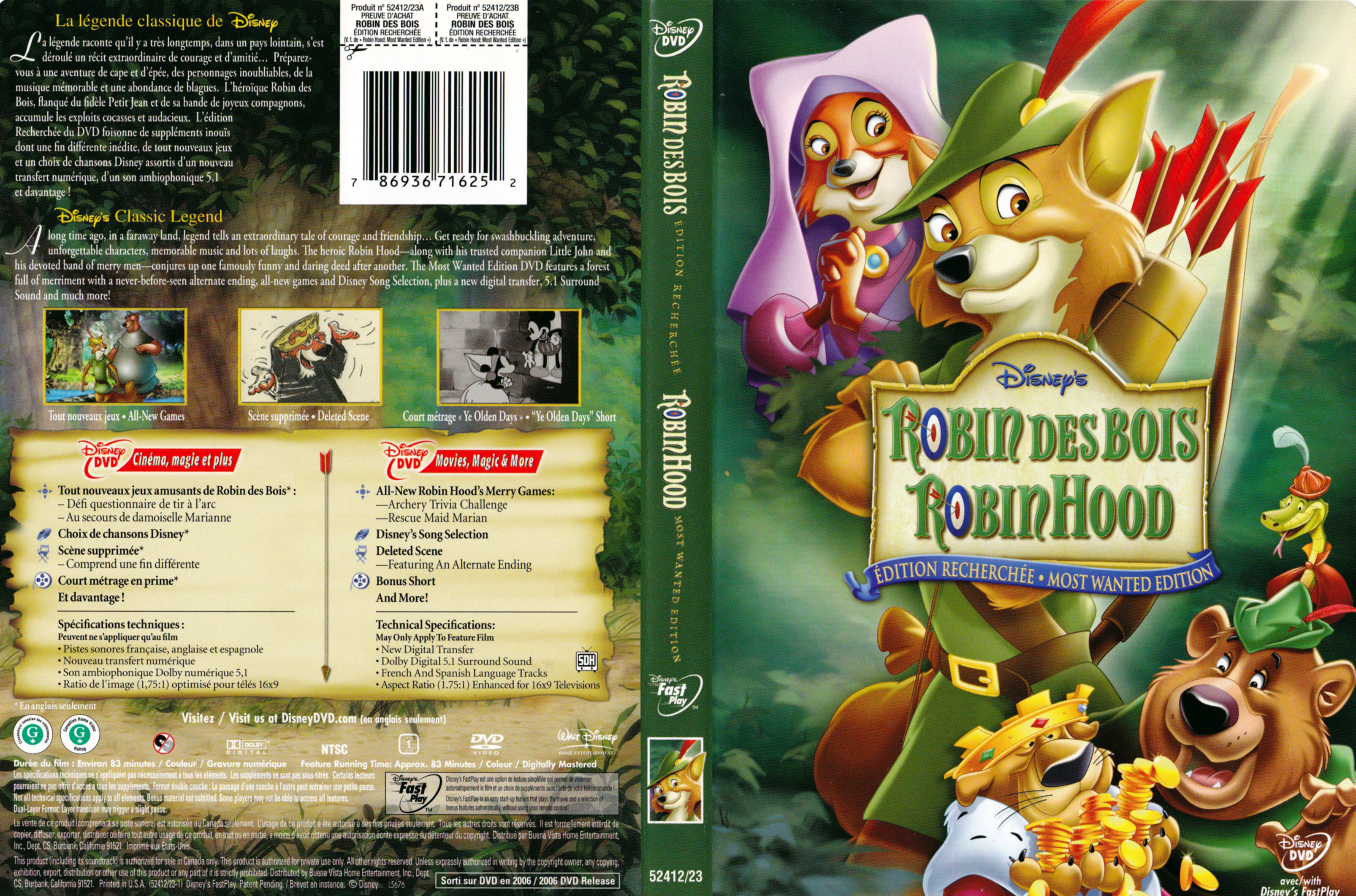 Jaquette DVD Robin des bois (Canadienne)