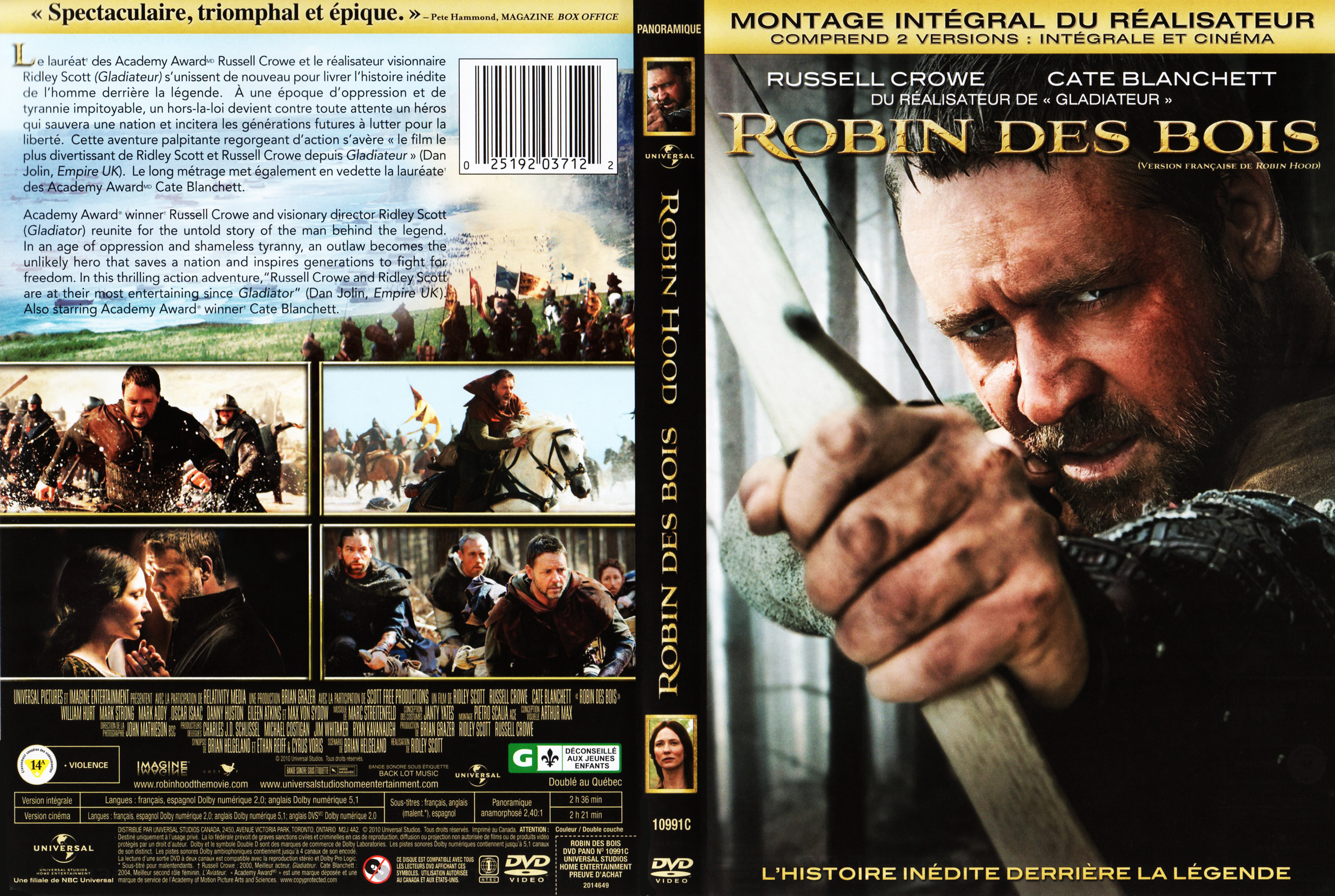 Jaquette DVD Robin des bois - Robin Hood (Canadienne)