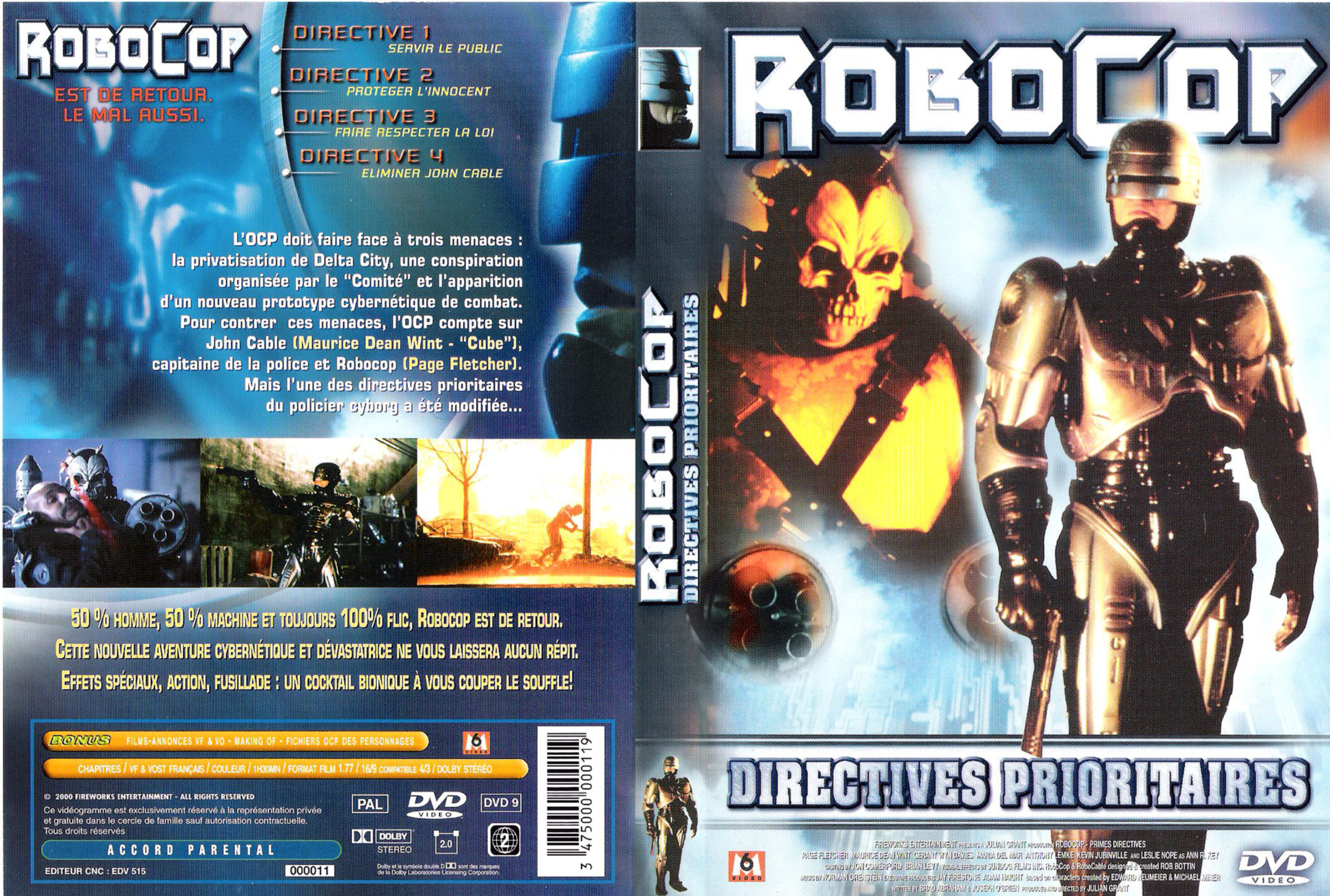 Jaquette DVD Robocop 2001 - directives prioritaires v2