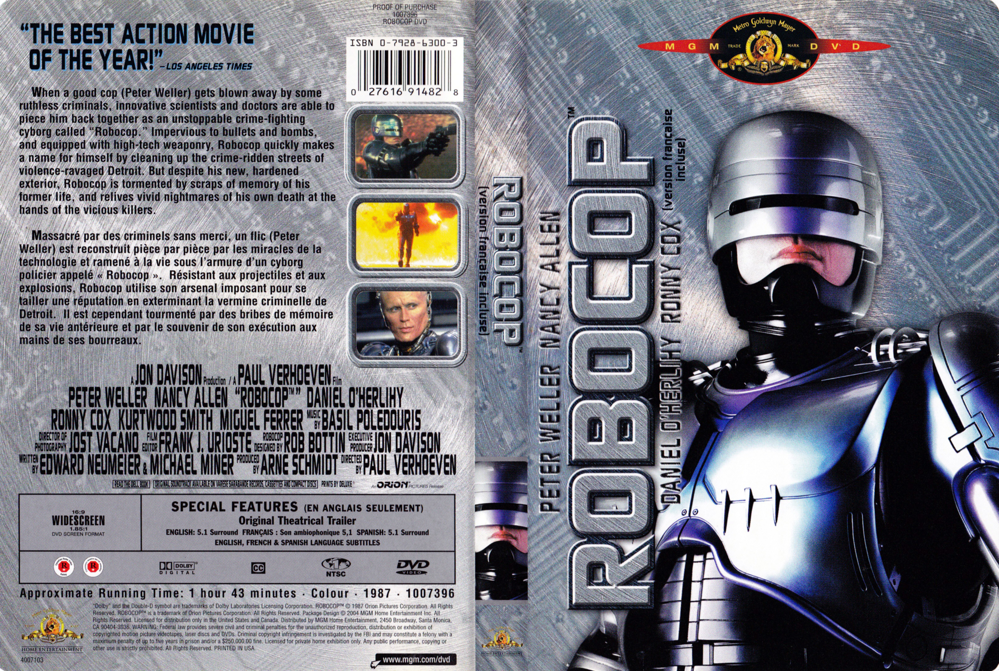 Jaquette DVD Robocop (Canadienne)