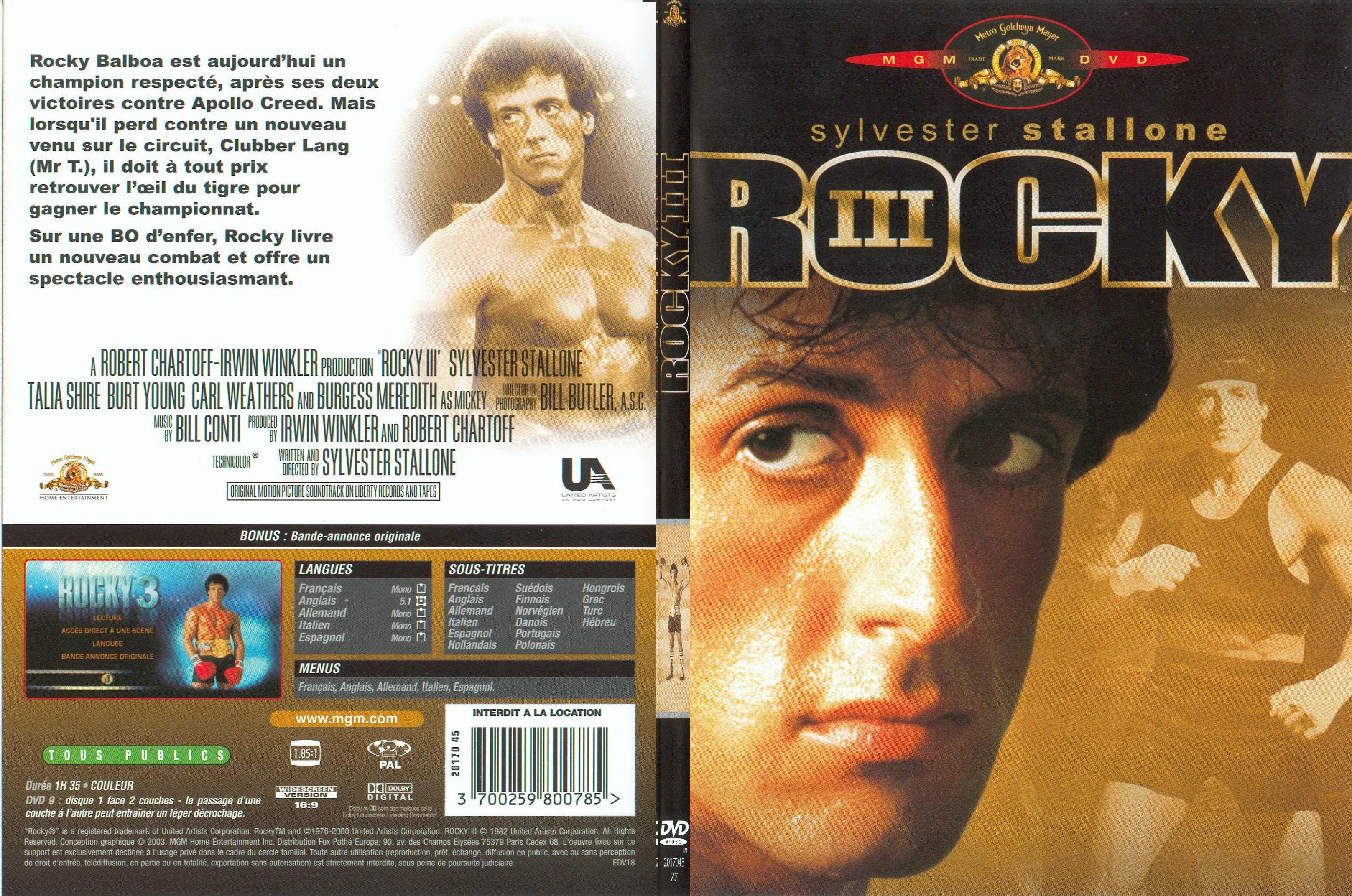 Jaquette DVD Rocky 3 - SLIM