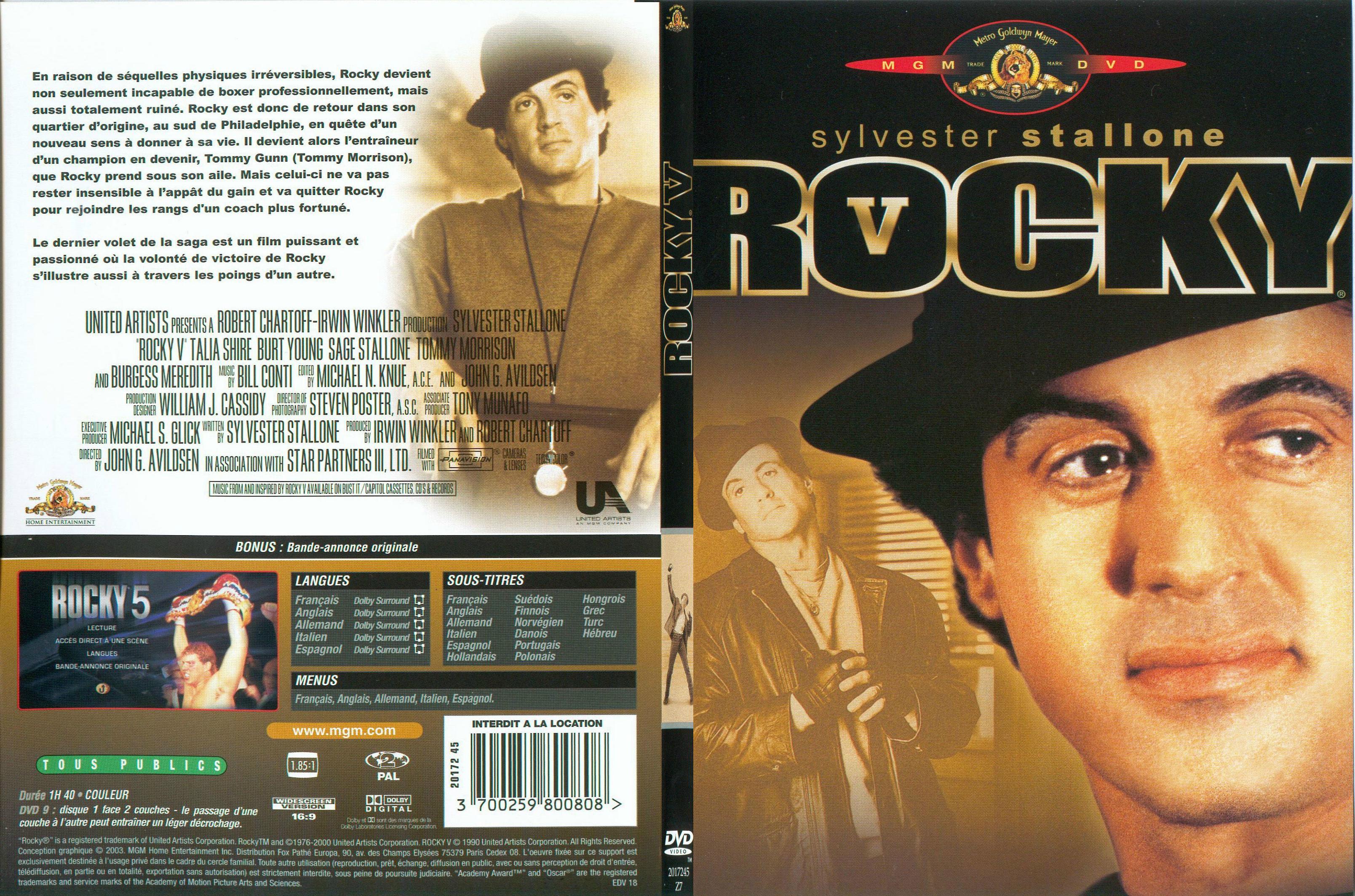 Jaquette DVD Rocky 5 - SLIM