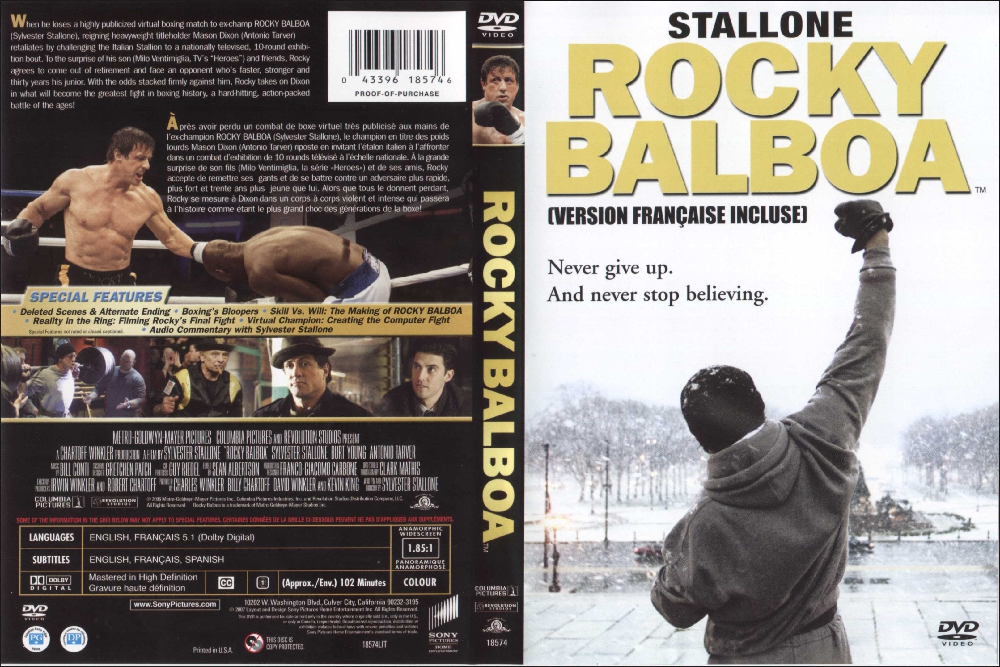 Jaquette DVD Rocky Balboa (Canadienne)