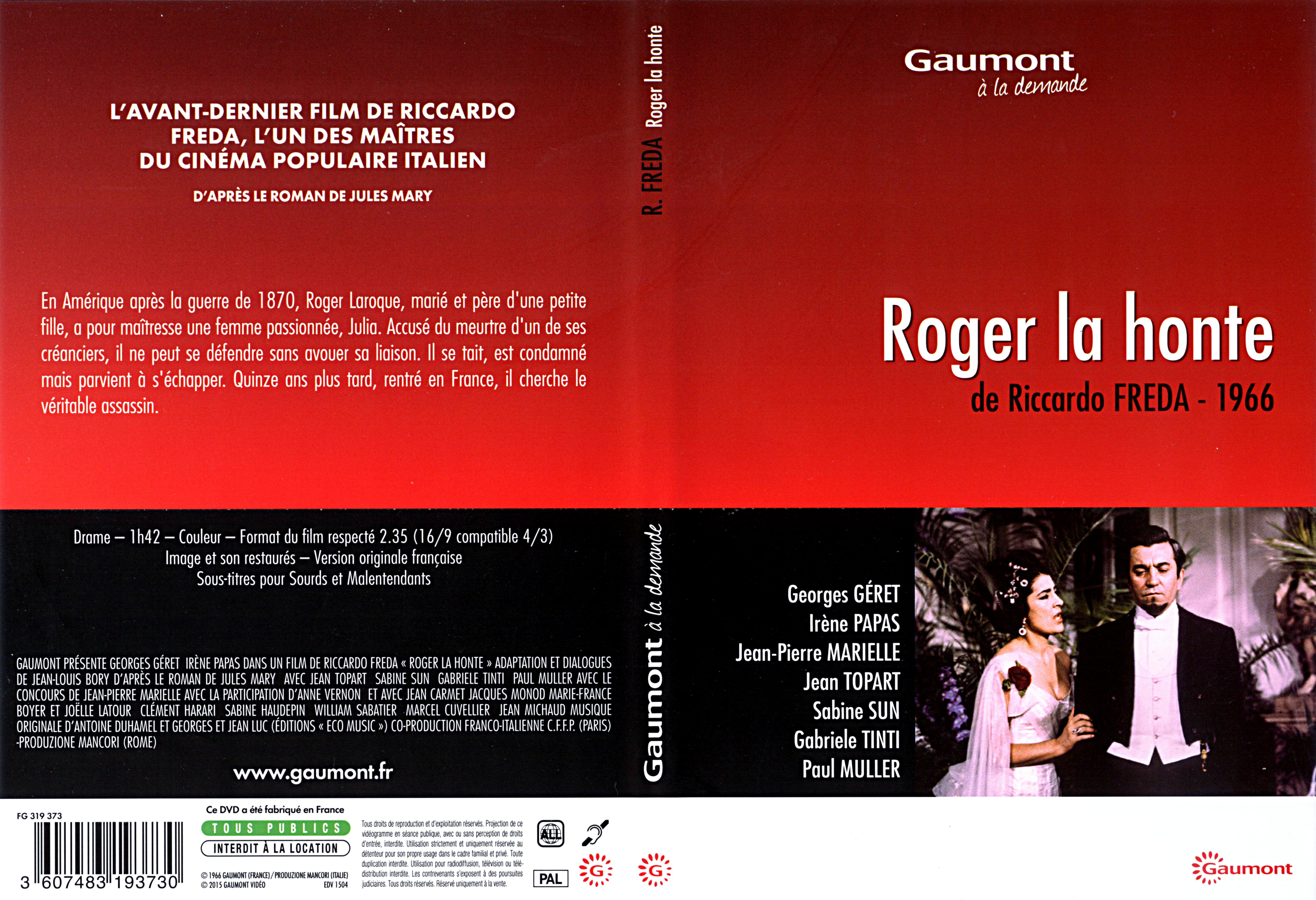 Jaquette DVD Roger la honte