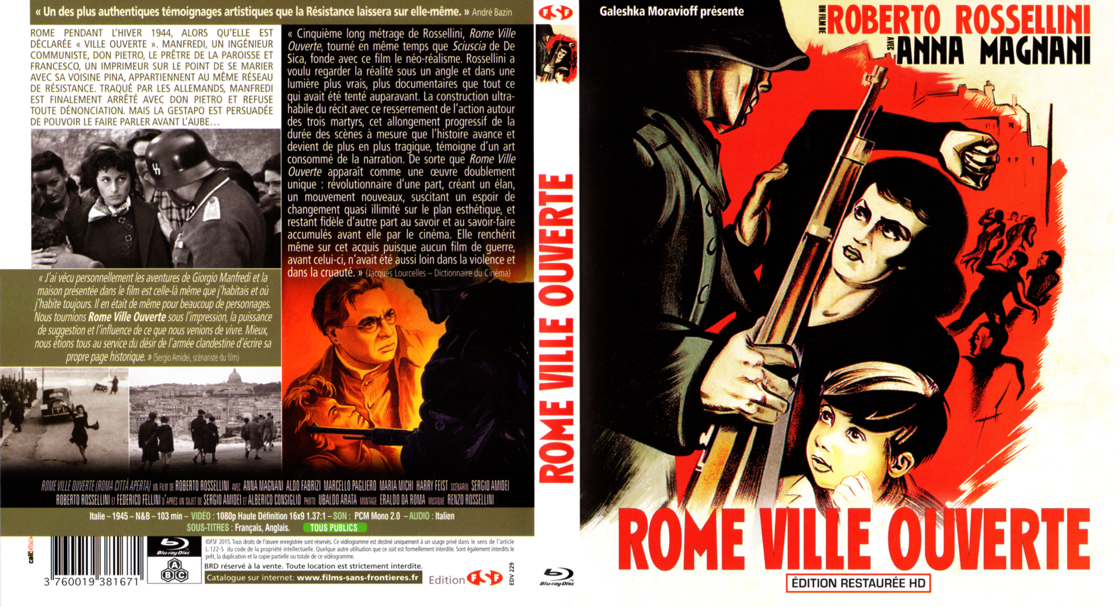 Jaquette DVD Rome ville ouverte (BLU-RAY)