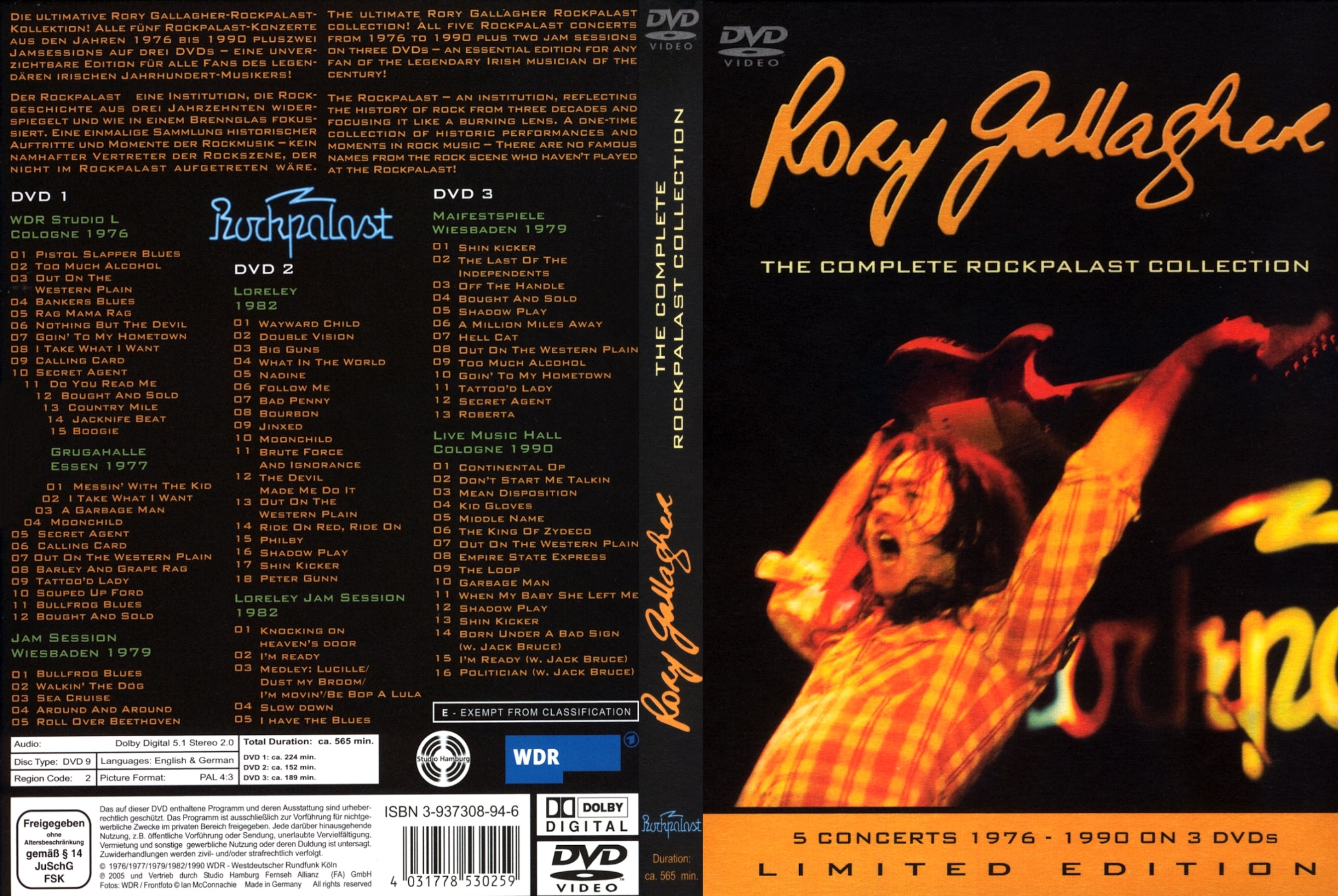 Jaquette DVD Rory Gallagher - The complete Rockpalast Collection