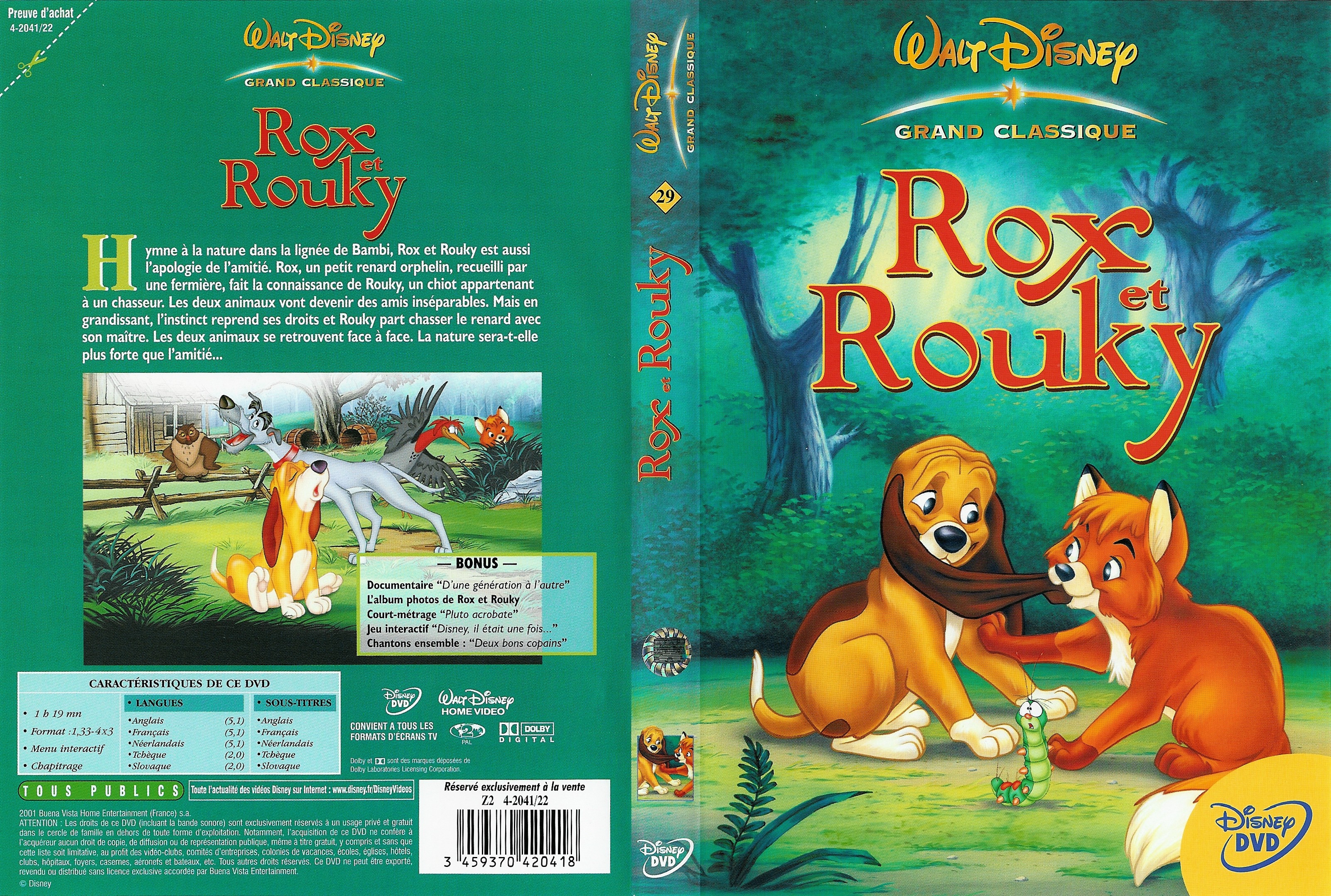 Jaquette DVD Rox et Rouky