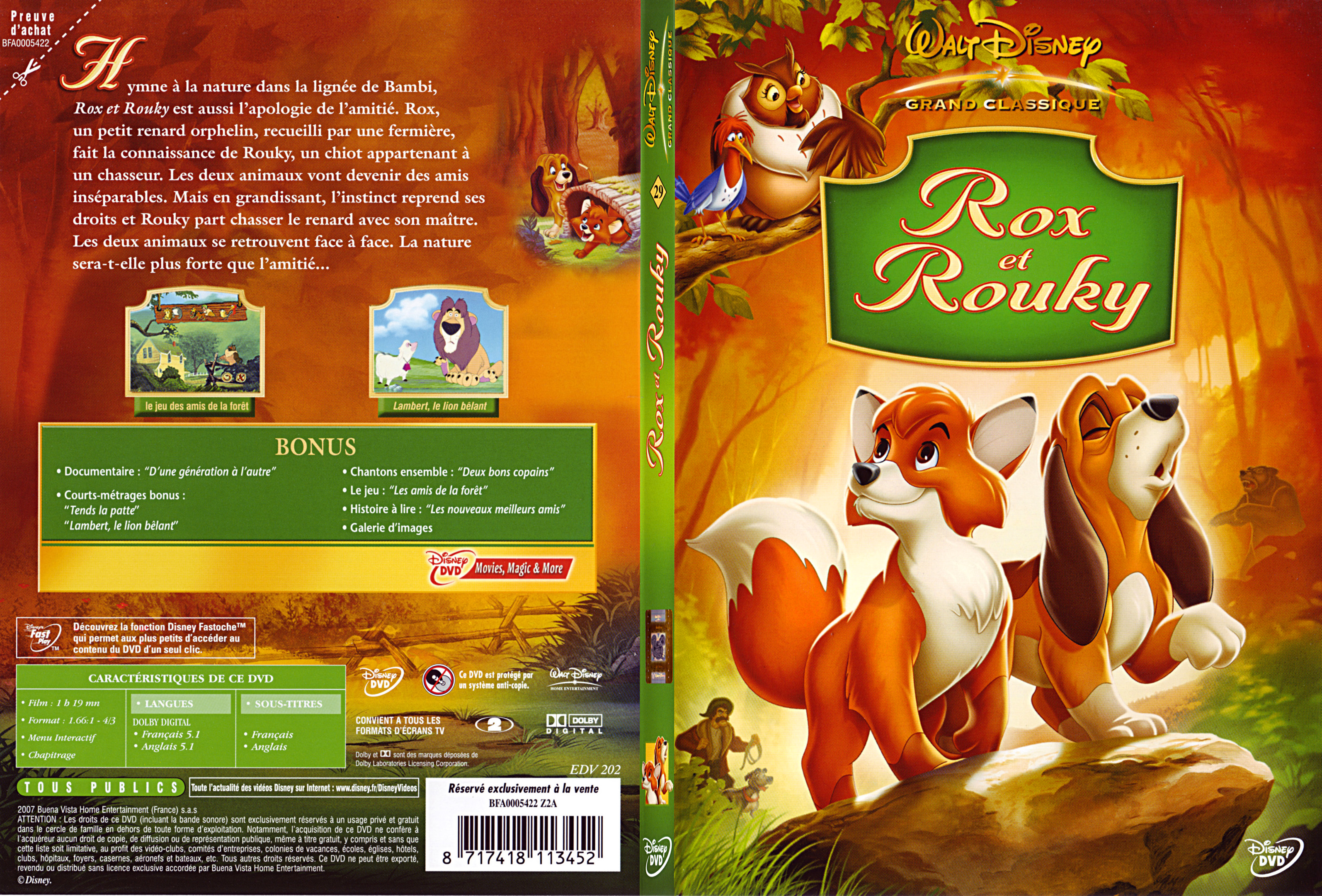 Jaquette DVD Rox et Rouky - SLIM