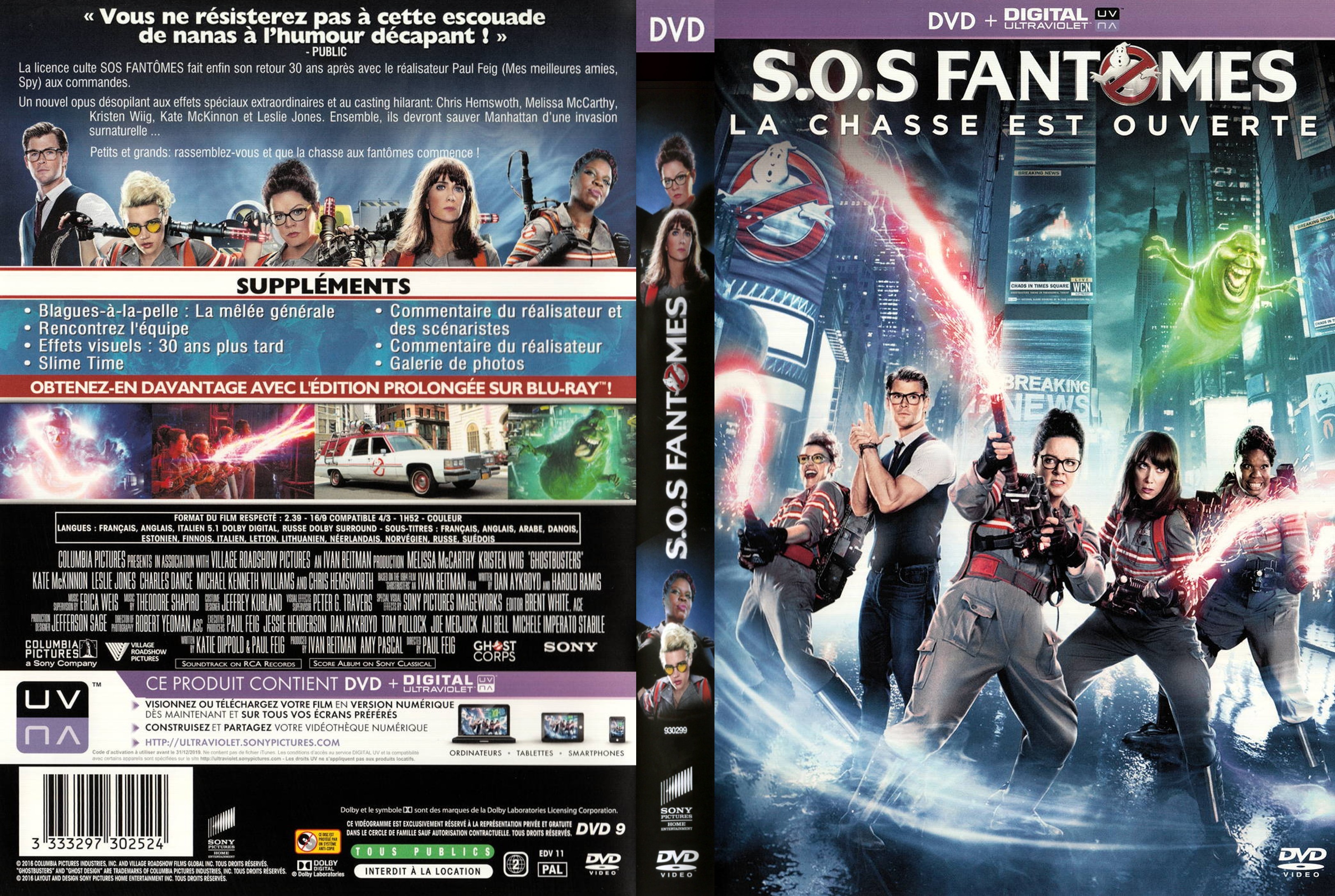 Jaquette DVD SOS Fantomes (2016)