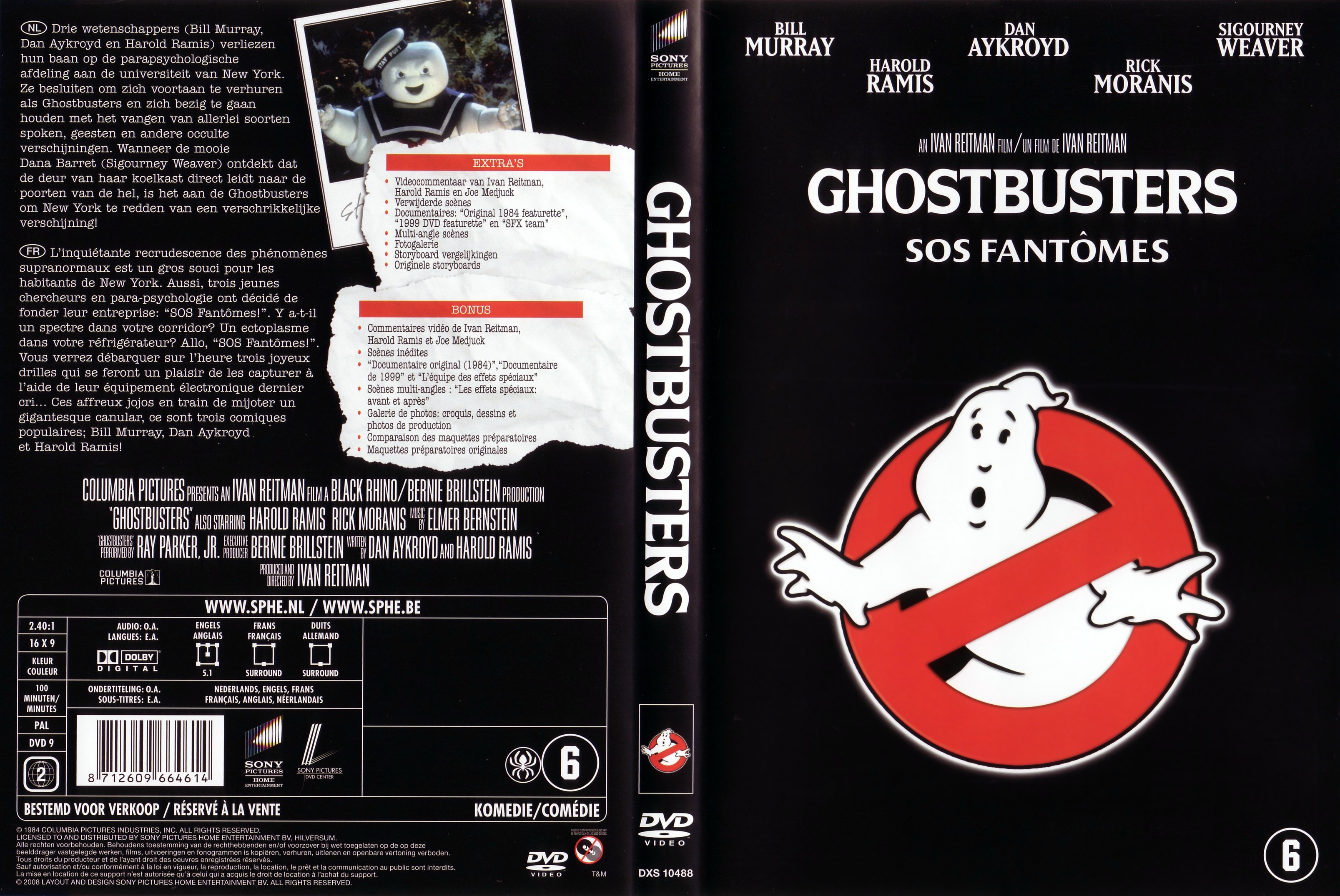 Jaquette DVD SOS Fantomes - Ghostbusters