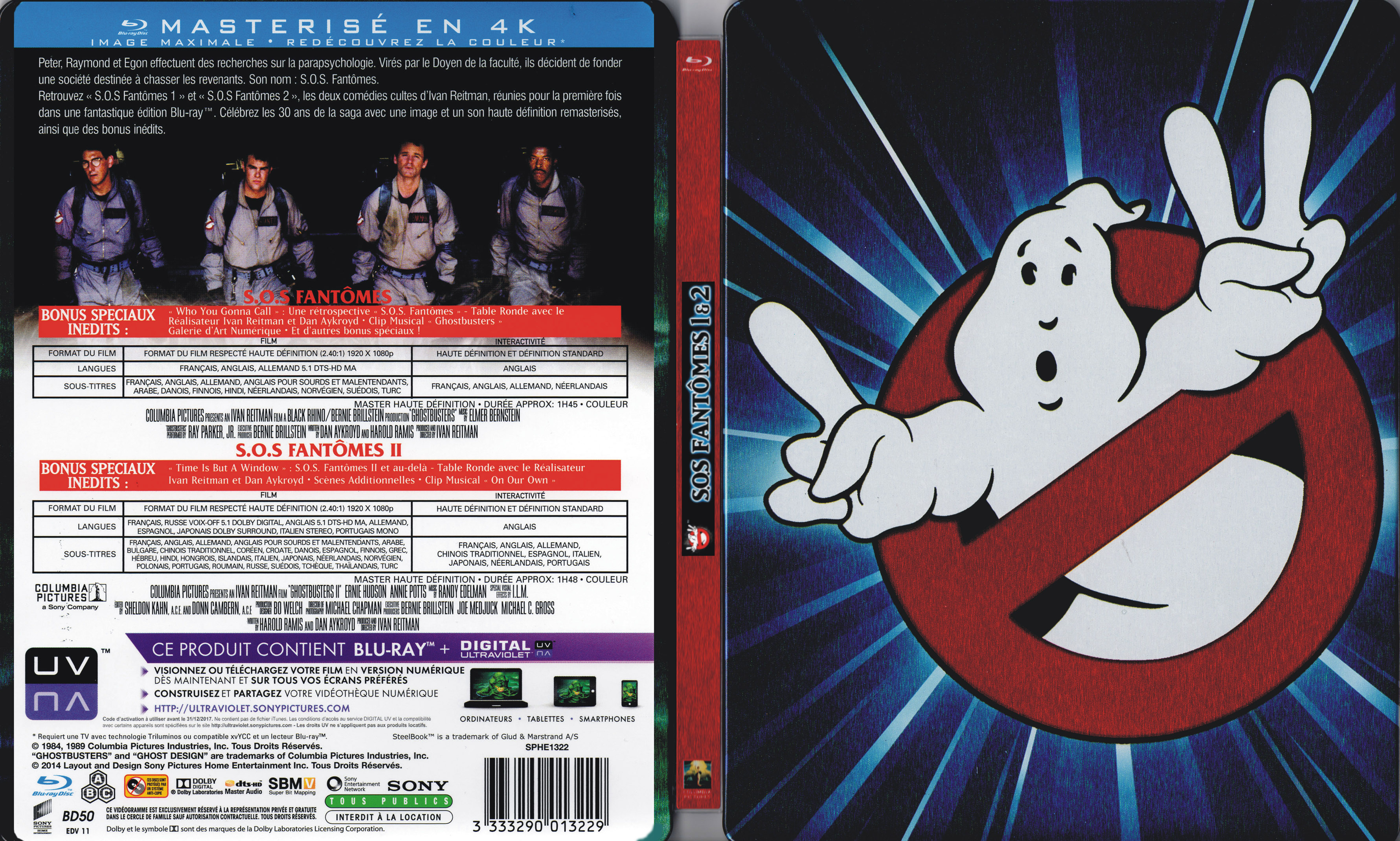 Jaquette DVD SOS fantomes 1 + 2  (BLU-RAY) v2