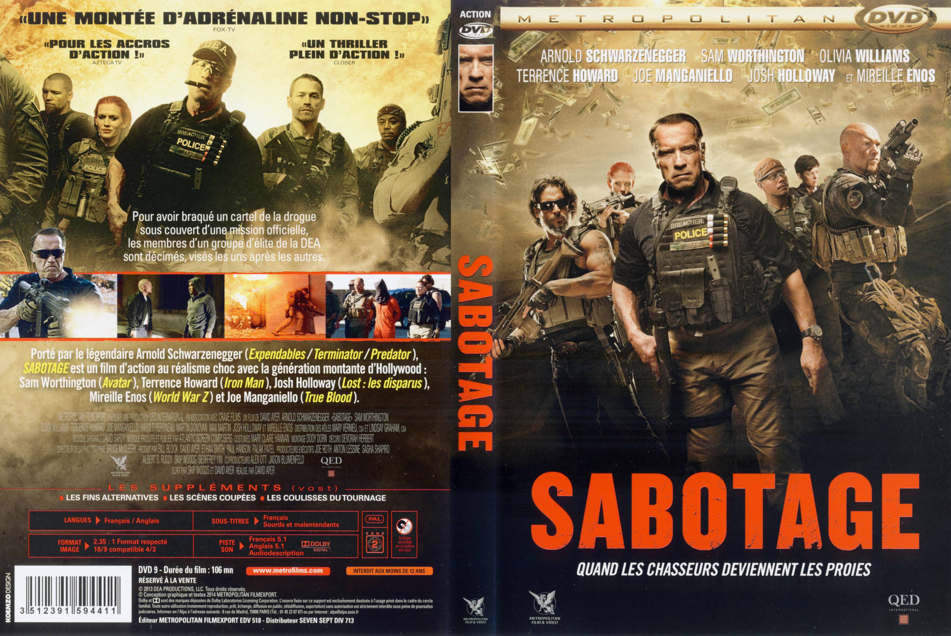 Jaquette DVD Sabotage (2014)