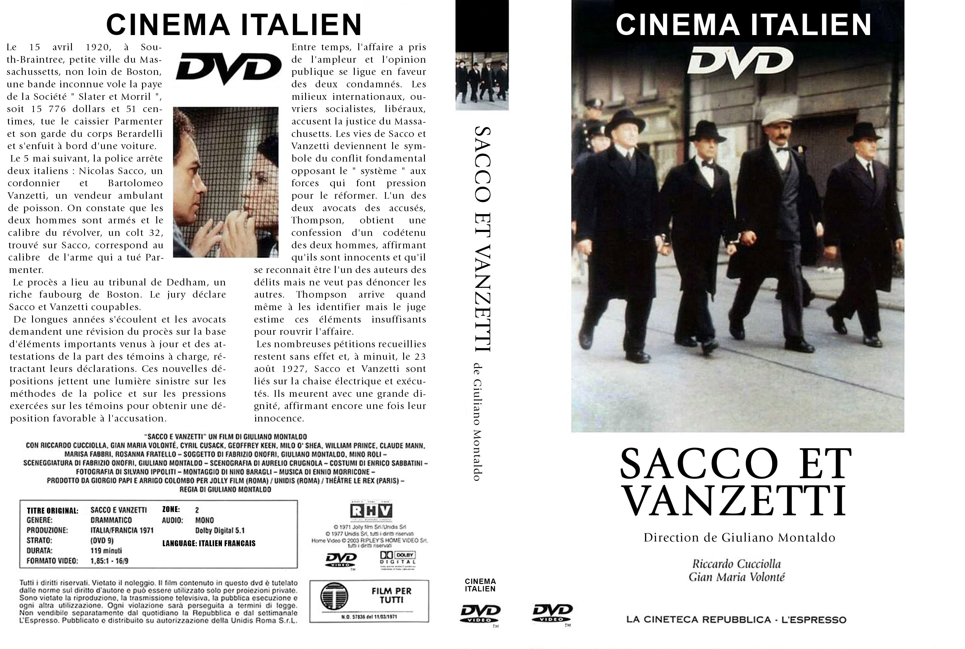 Jaquette DVD Sacco et Vanzetti custom