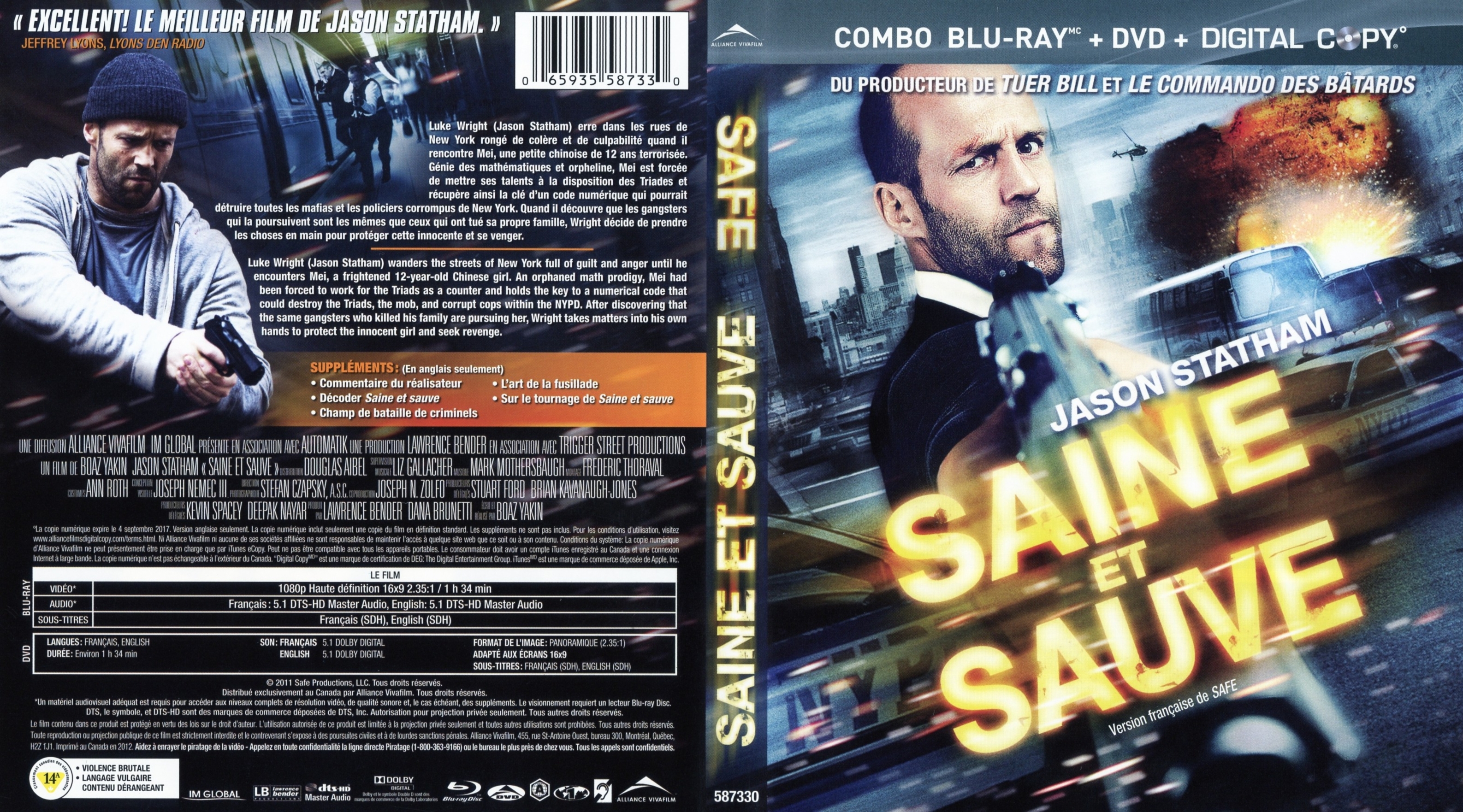 Jaquette DVD Safe - Saine et Sauve (Canadienne) (BLU-RAY)