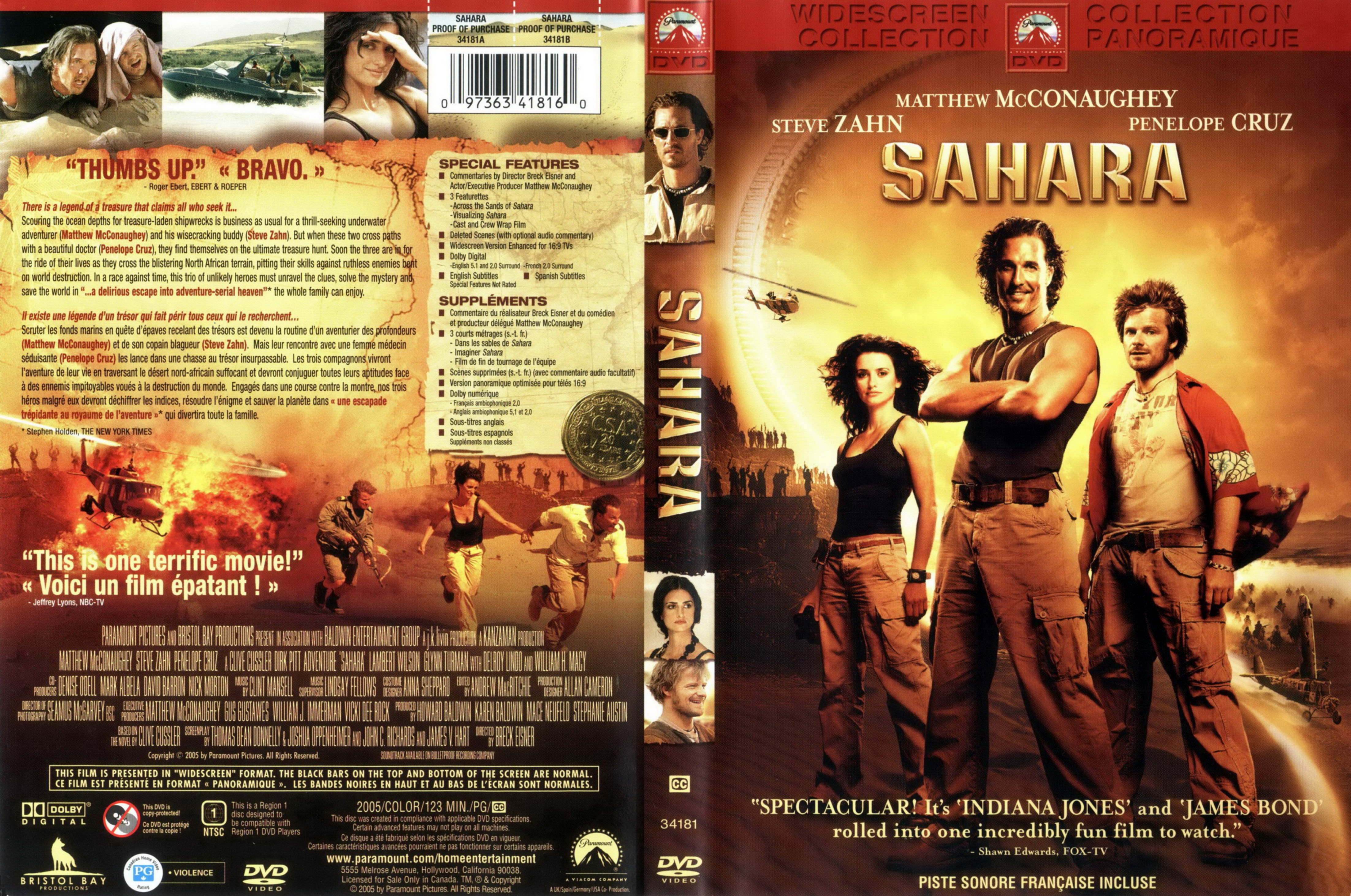 Jaquette DVD Sahara (Canadienne)