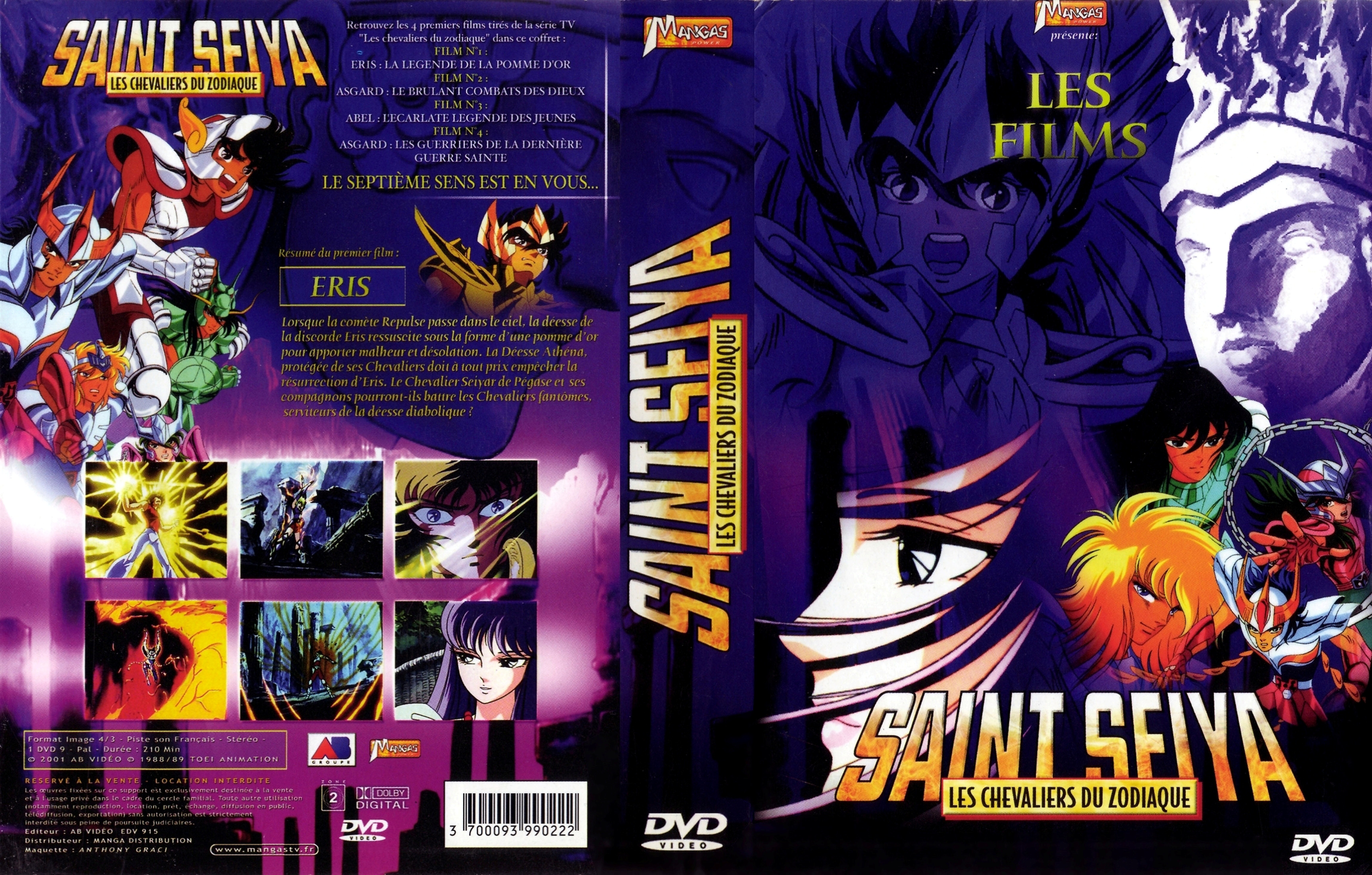 Jaquette DVD Saint Seiya Les Chevaliers du zodiaque les films 1 + 2 + 3 + 4 COFFRET