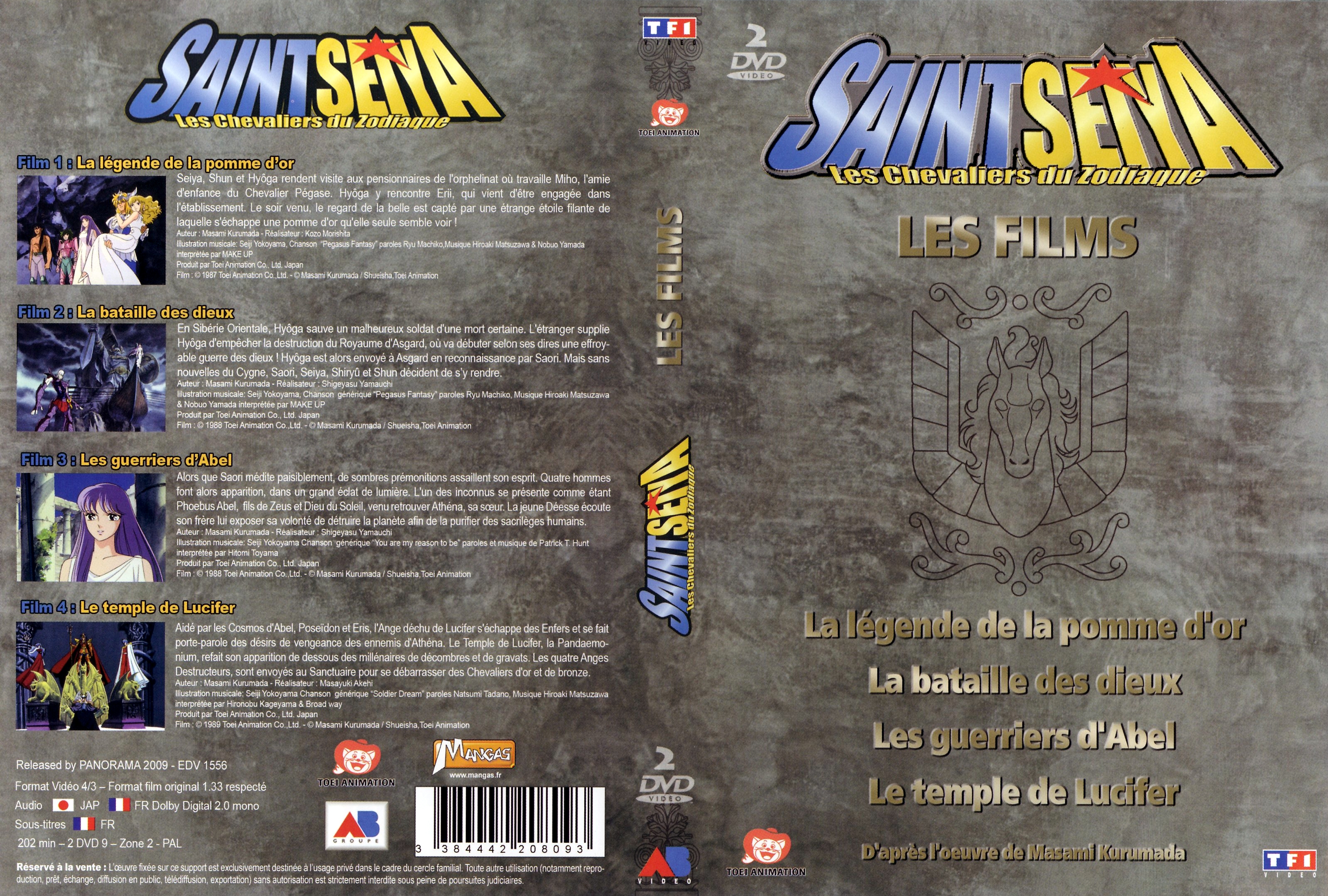 Jaquette DVD Saint seiya Les chevaliers du zodiaque les films 1 + 2 + 3 + 4 COFFRET v2