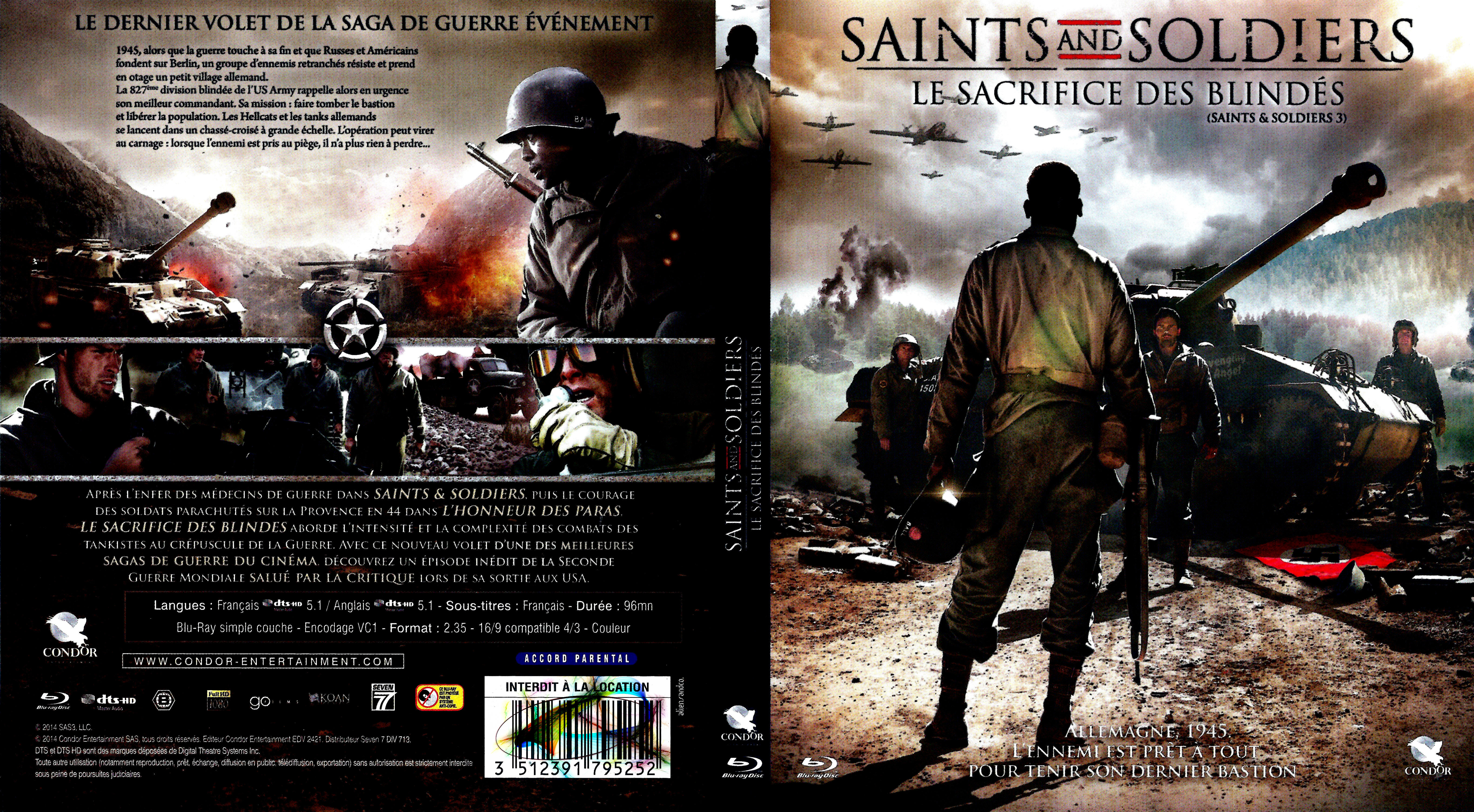 Jaquette DVD Saints and soldiers 3 le sacrifice des blinds (BLU-RAY) 