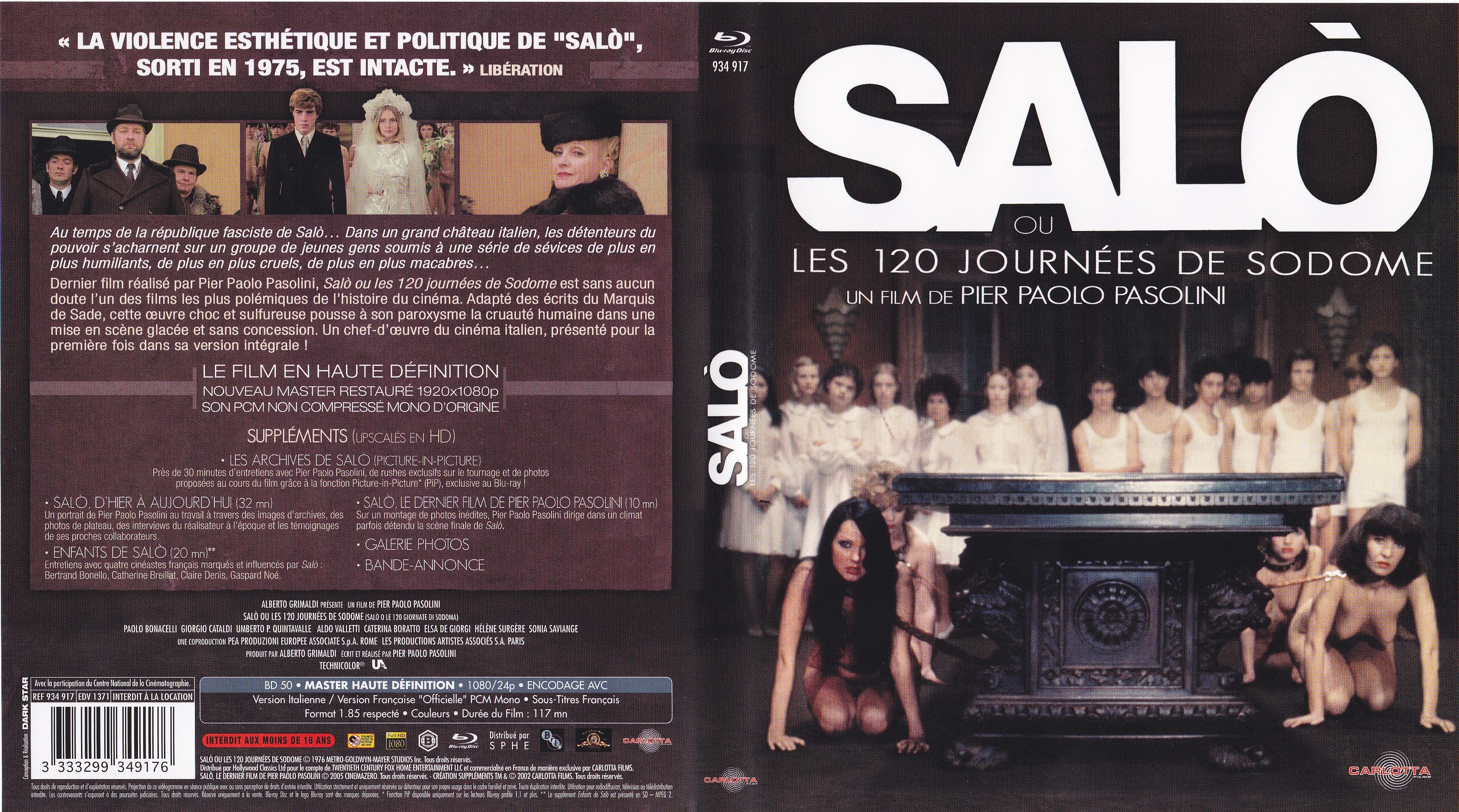 Jaquette DVD Salo ou Les 120 Journes de Sodome (BLU-RAY)