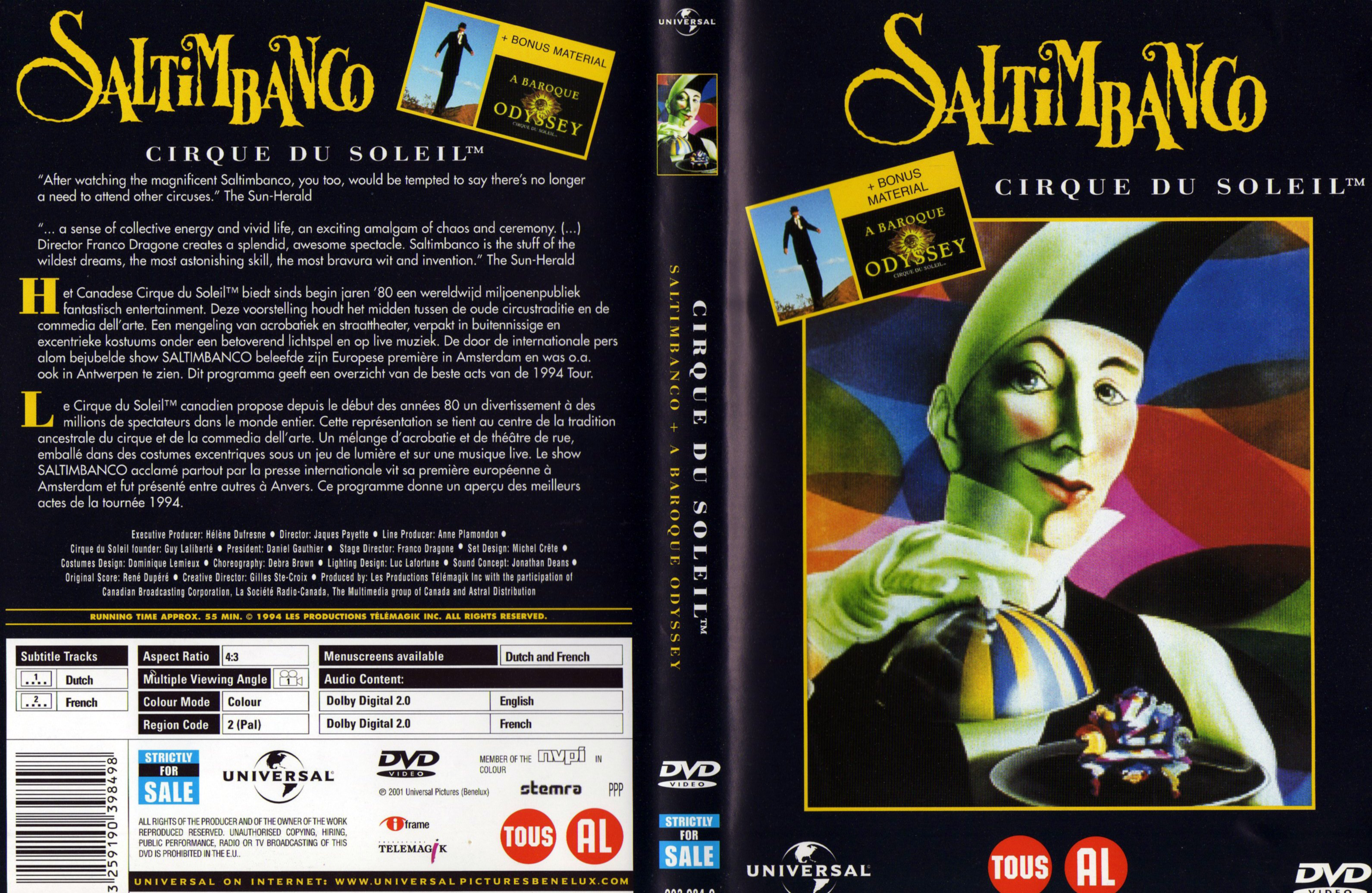 Jaquette DVD Saltimbanco Cirque du soleil