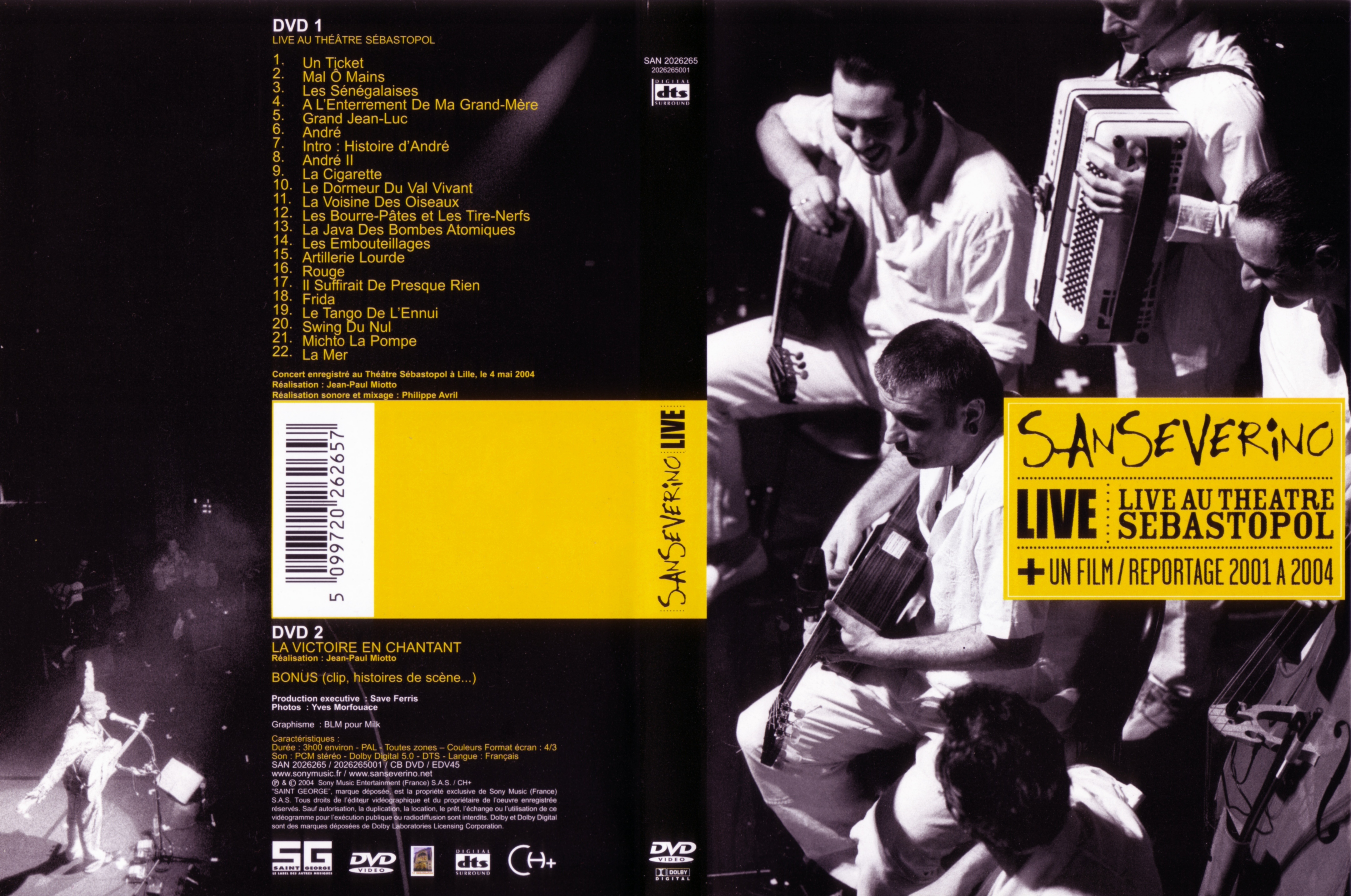 Jaquette DVD SanSeverino - Live au Sebastopol