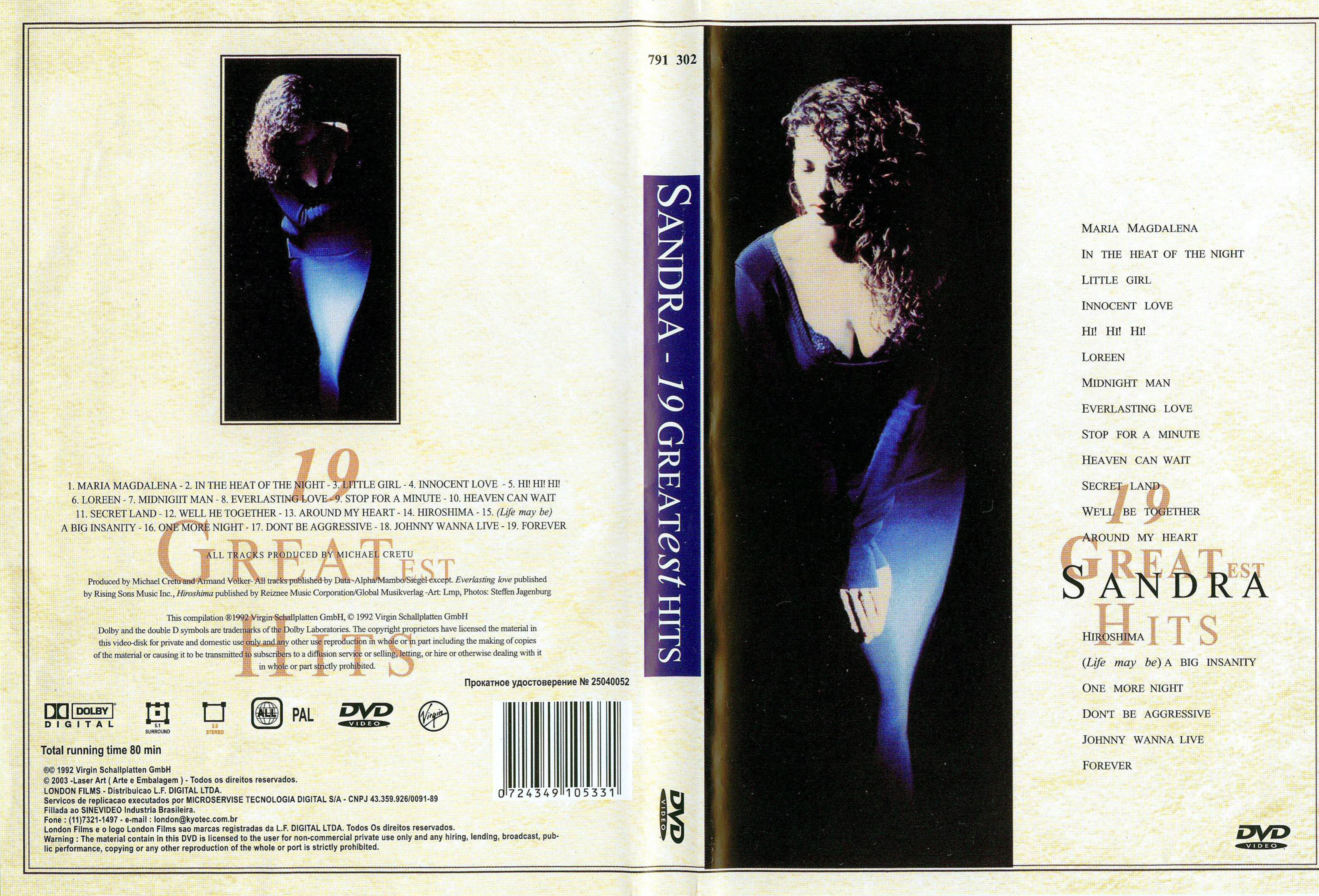 Jaquette DVD Sandra 19 greatest hits