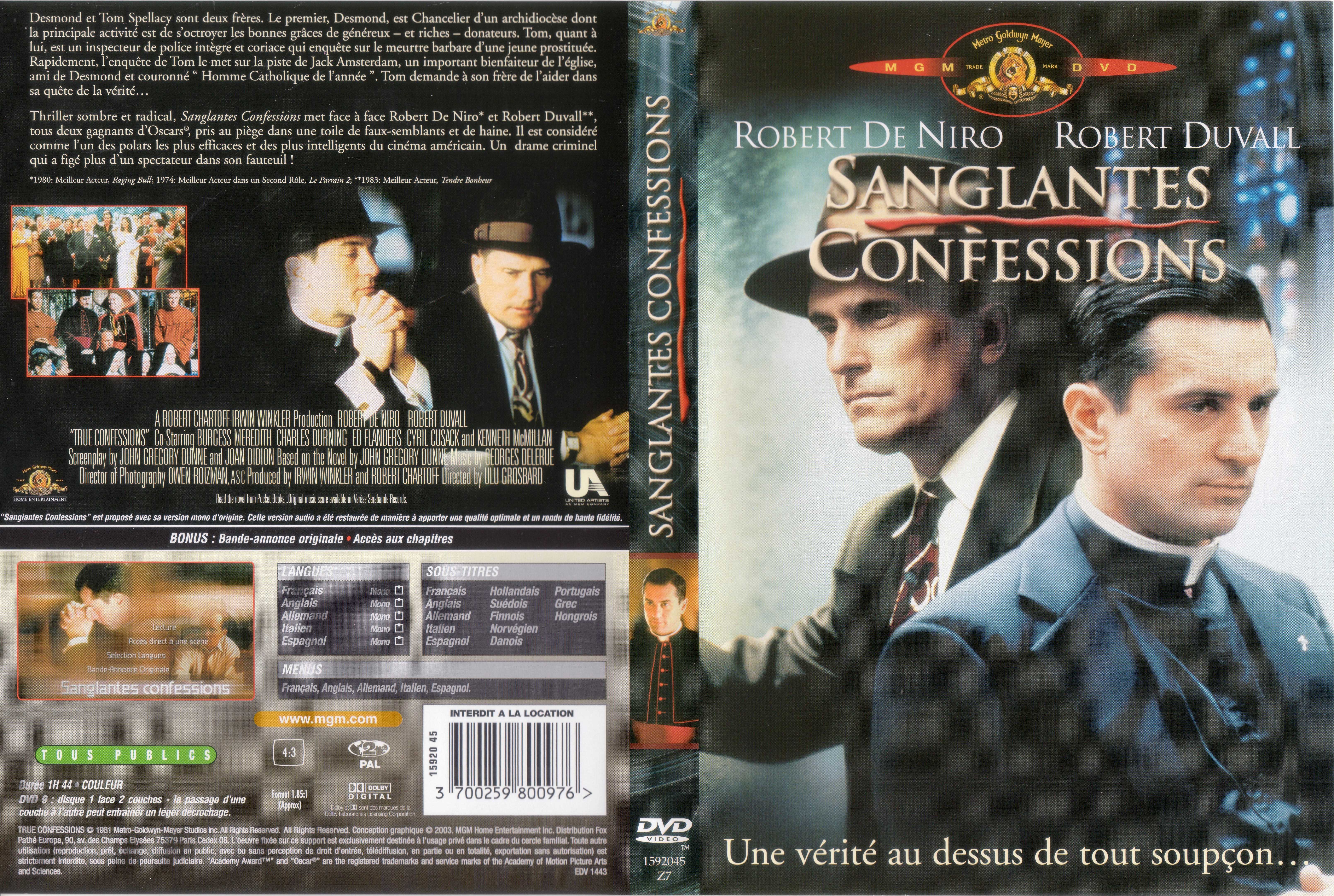 Jaquette DVD Sanglantes confessions