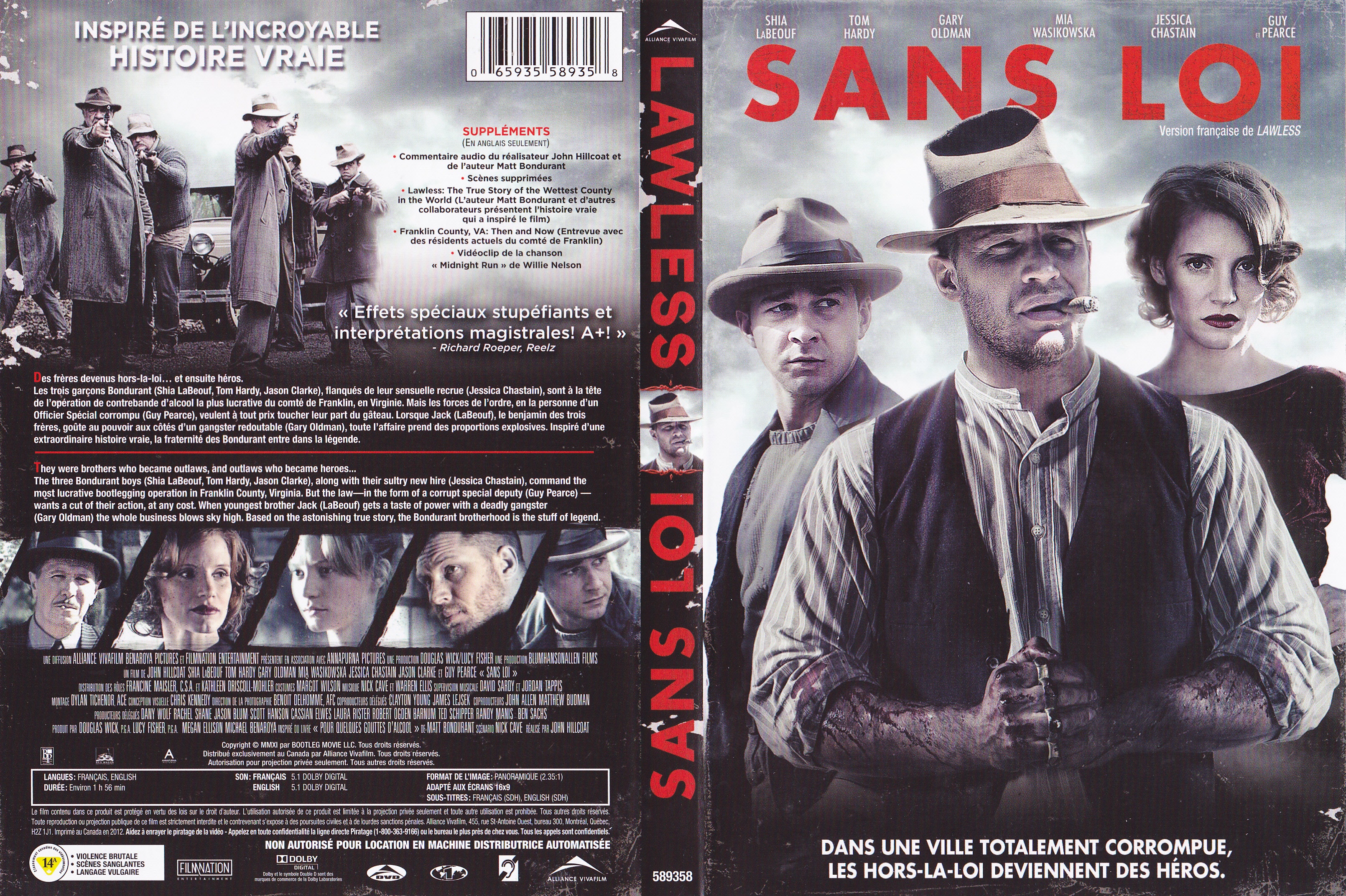 Jaquette DVD Sans loi - Lawless (Canadienne)