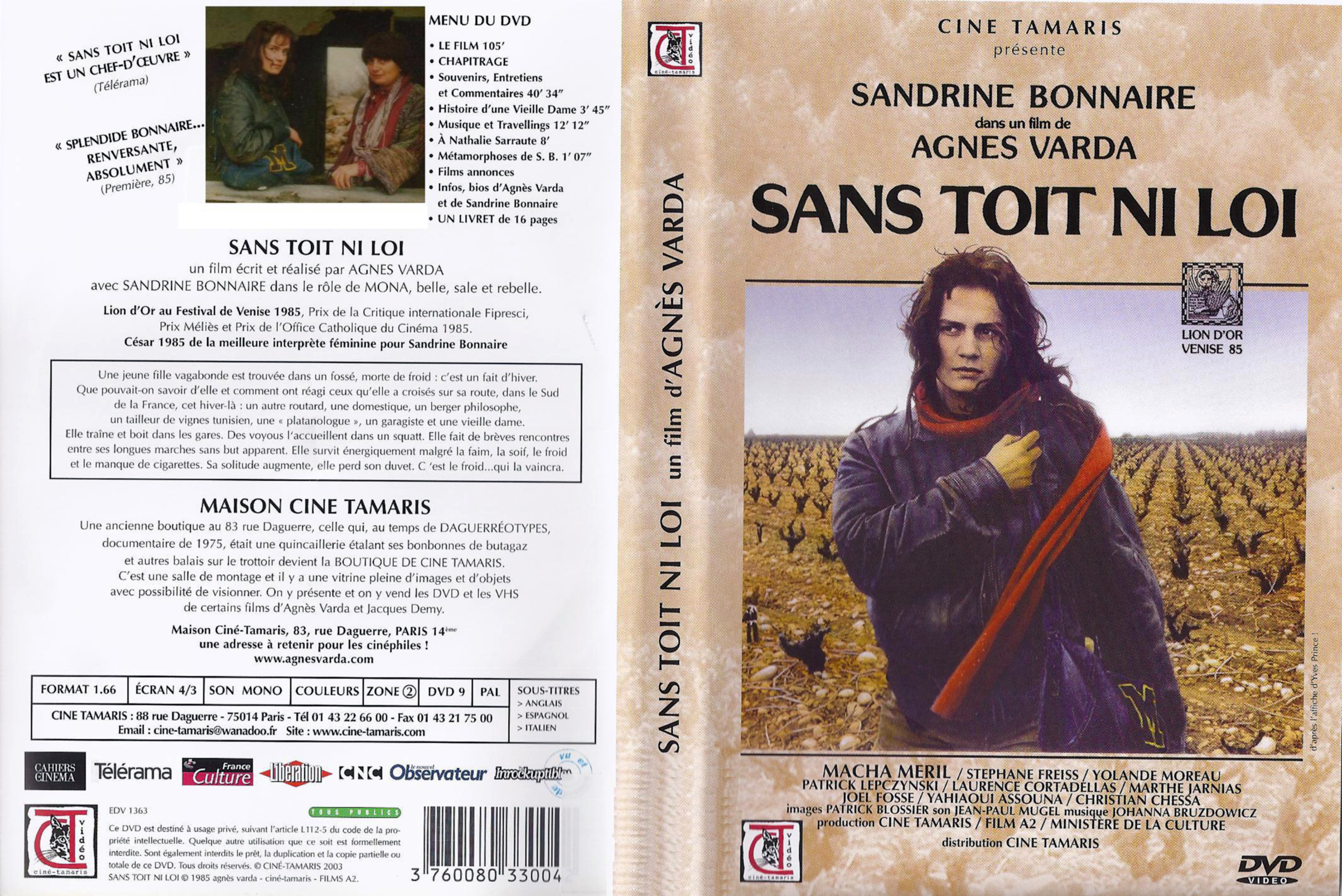 Jaquette DVD Sans toit ni loi